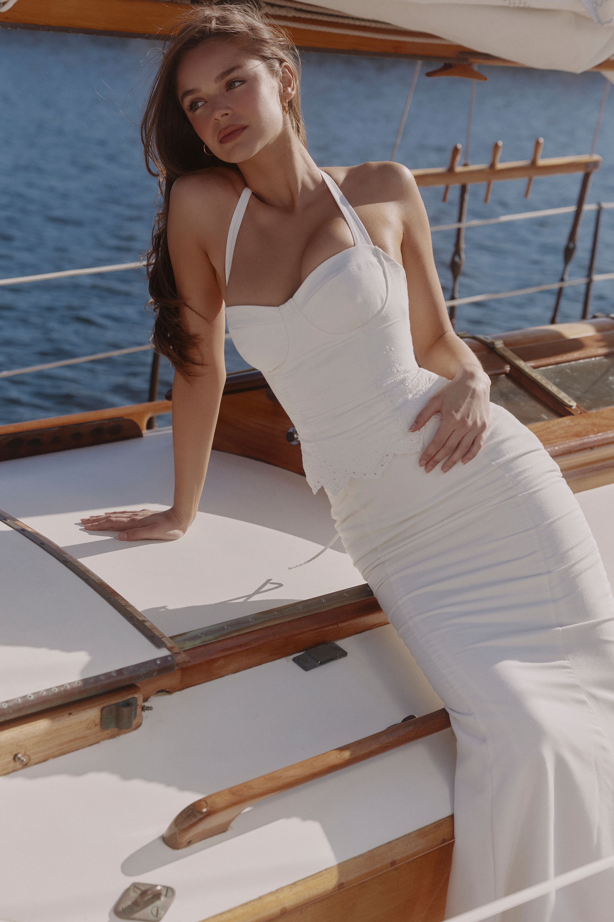 White Broderie Anglaise Cotton Maxi Skirt