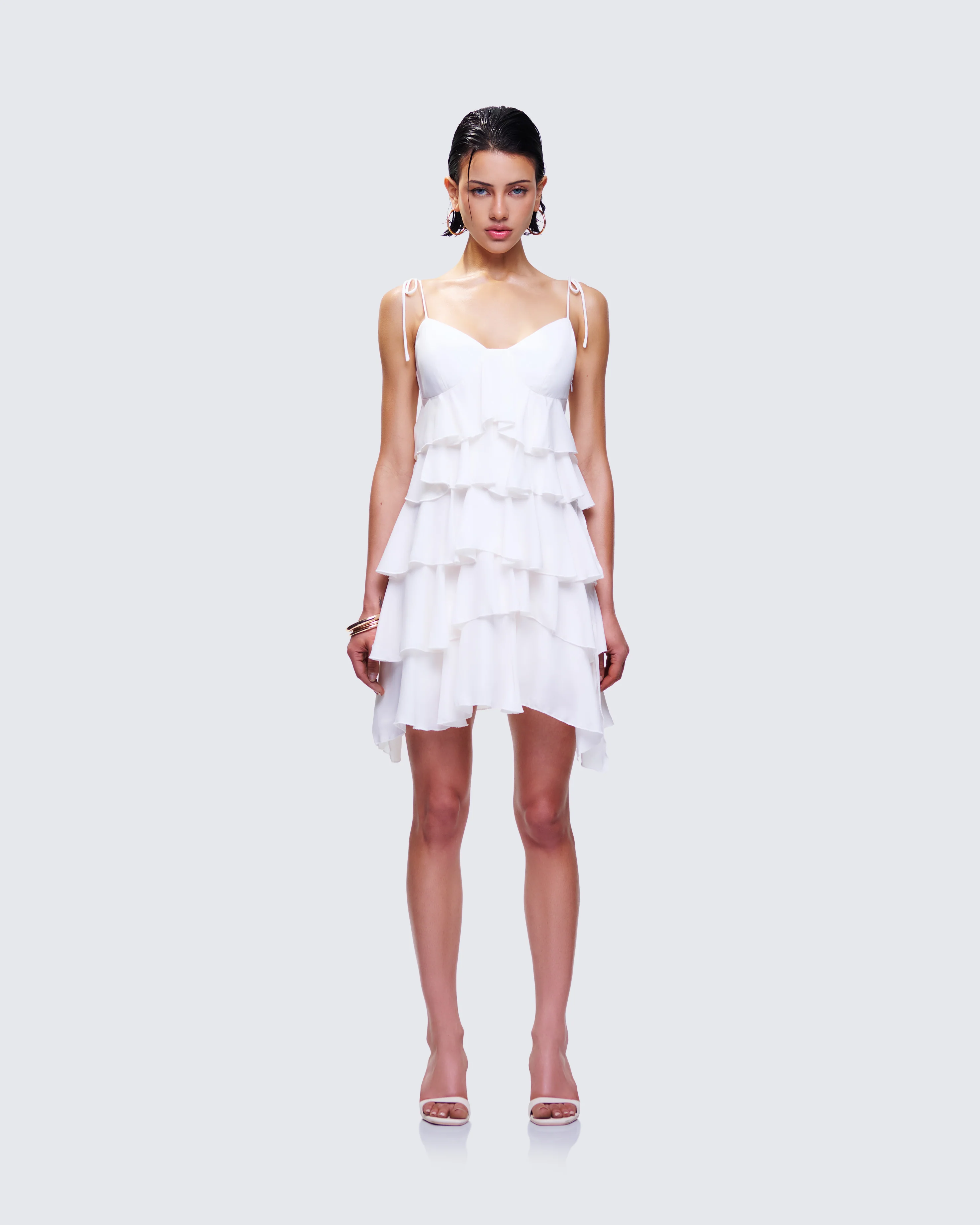 Sorel Ivory Tiered Ruffle Dress