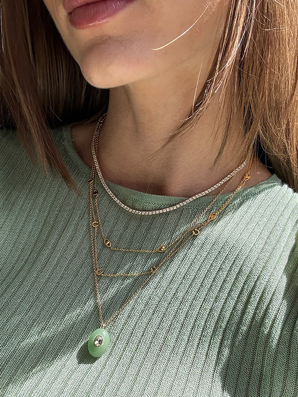 Aura Semi-Precious Pendant Necklace - Jade
