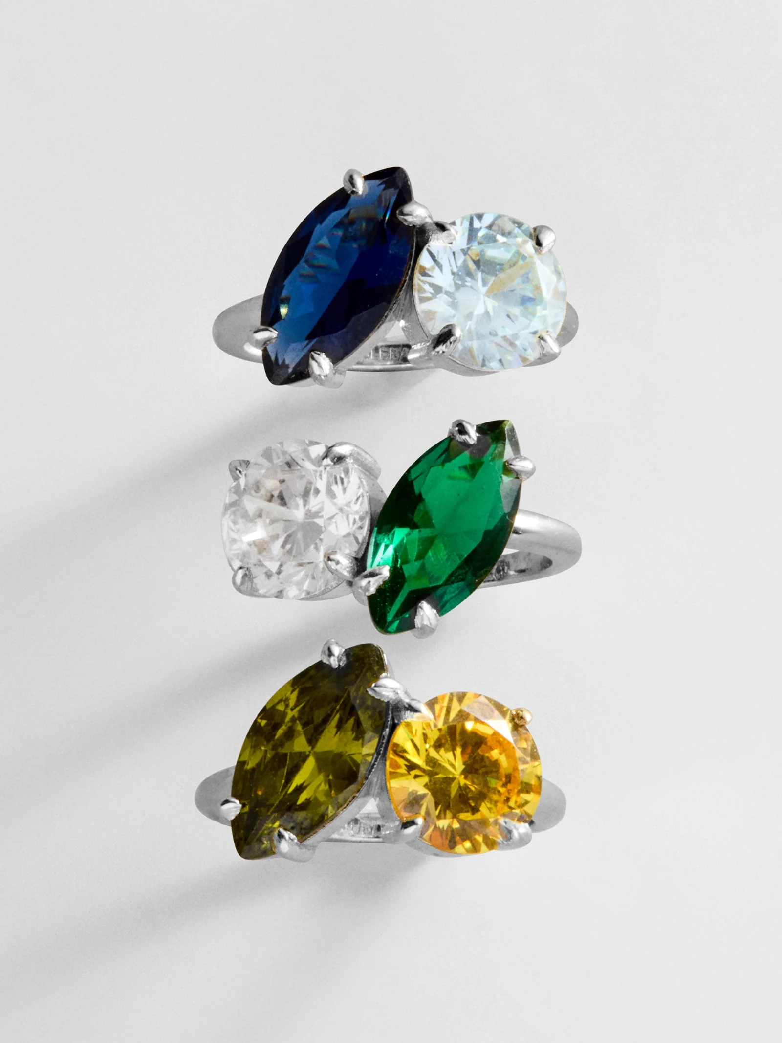 Toi et Moi Custom Birthstone Ring - Silver
