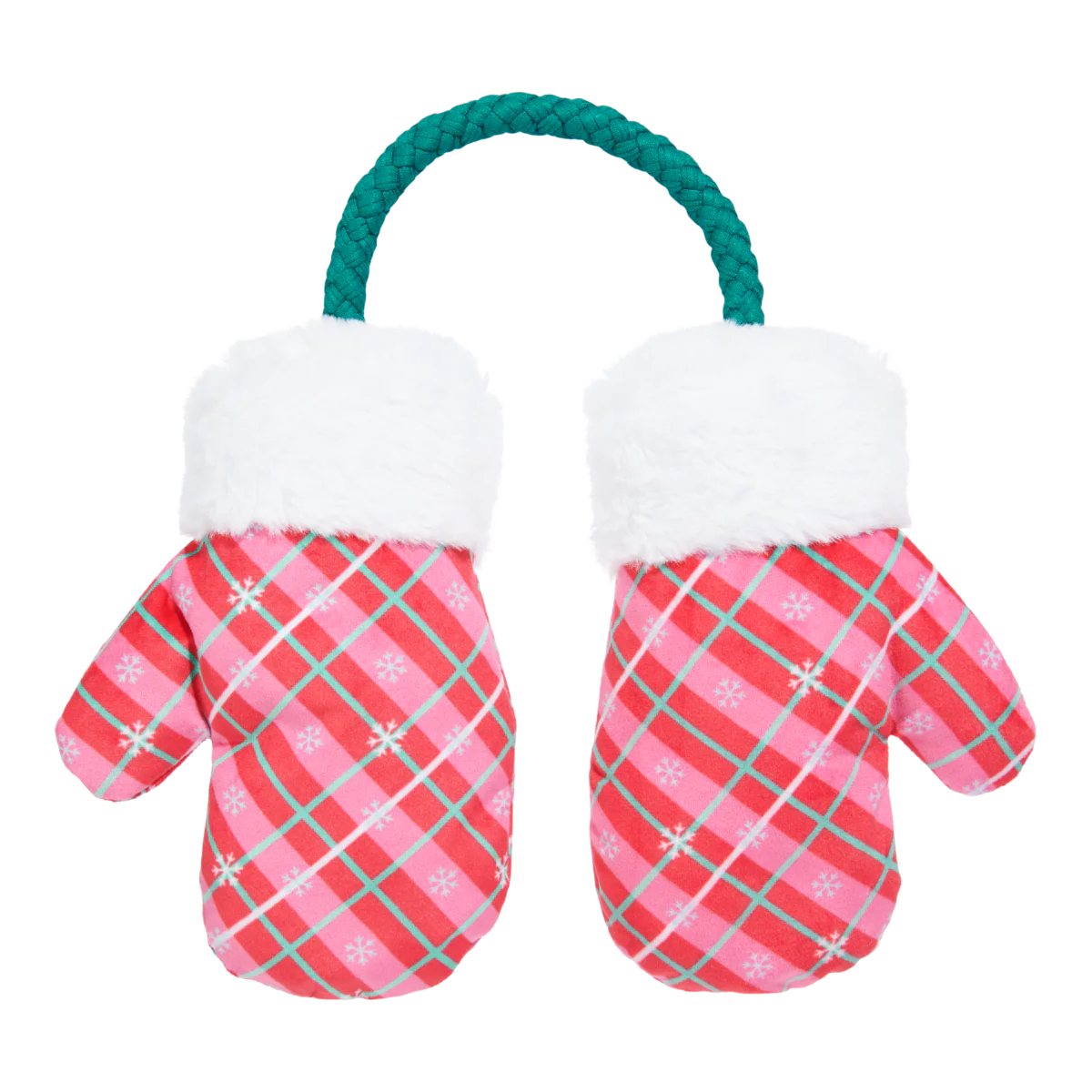 Barktic Mittens “Plaid Paw Warmers” Plush Tug Dog Toy