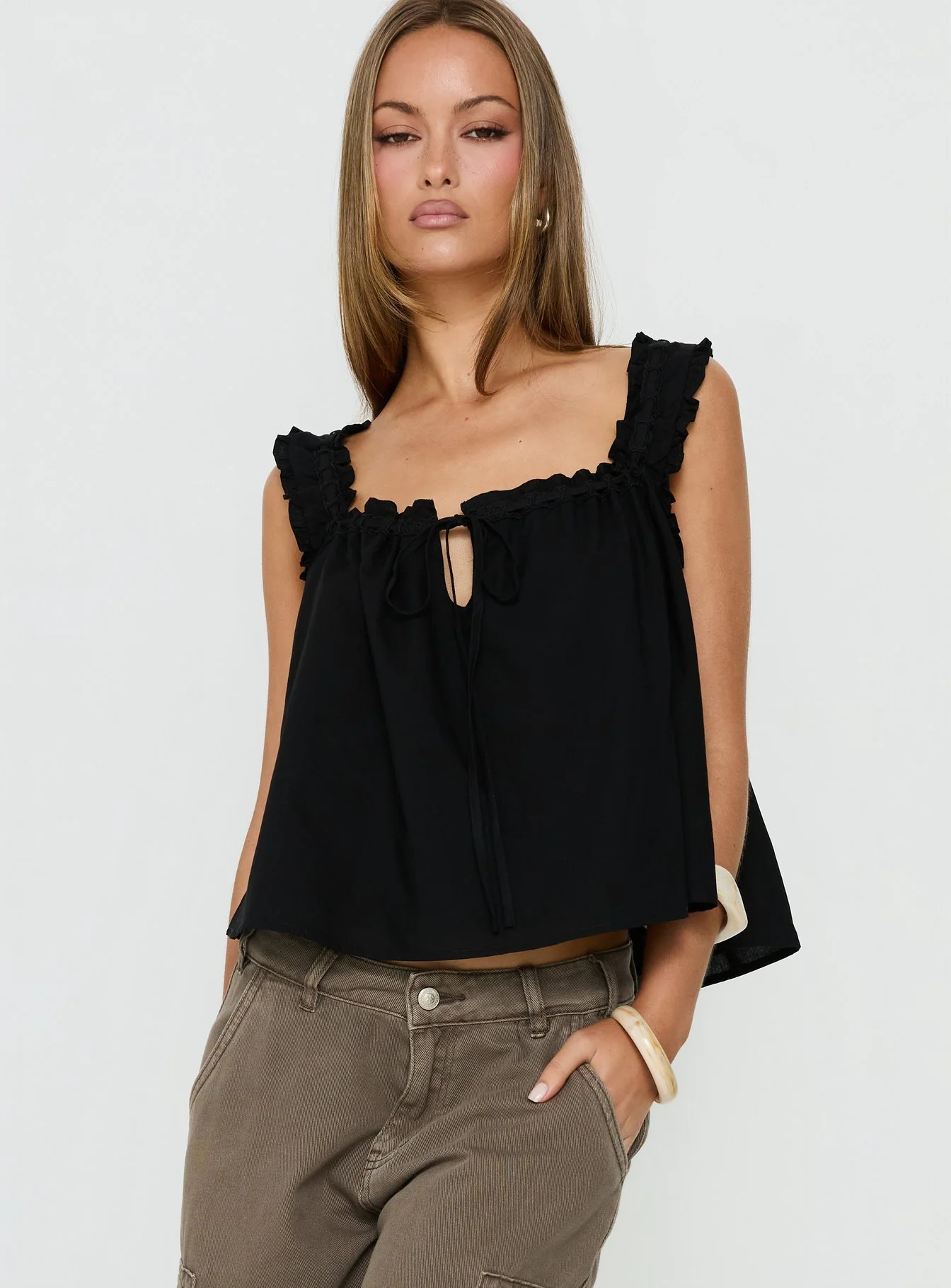 Swing Babydoll Top Black