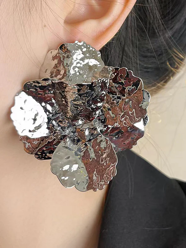Flower Shape Shiny Earrings Accessories