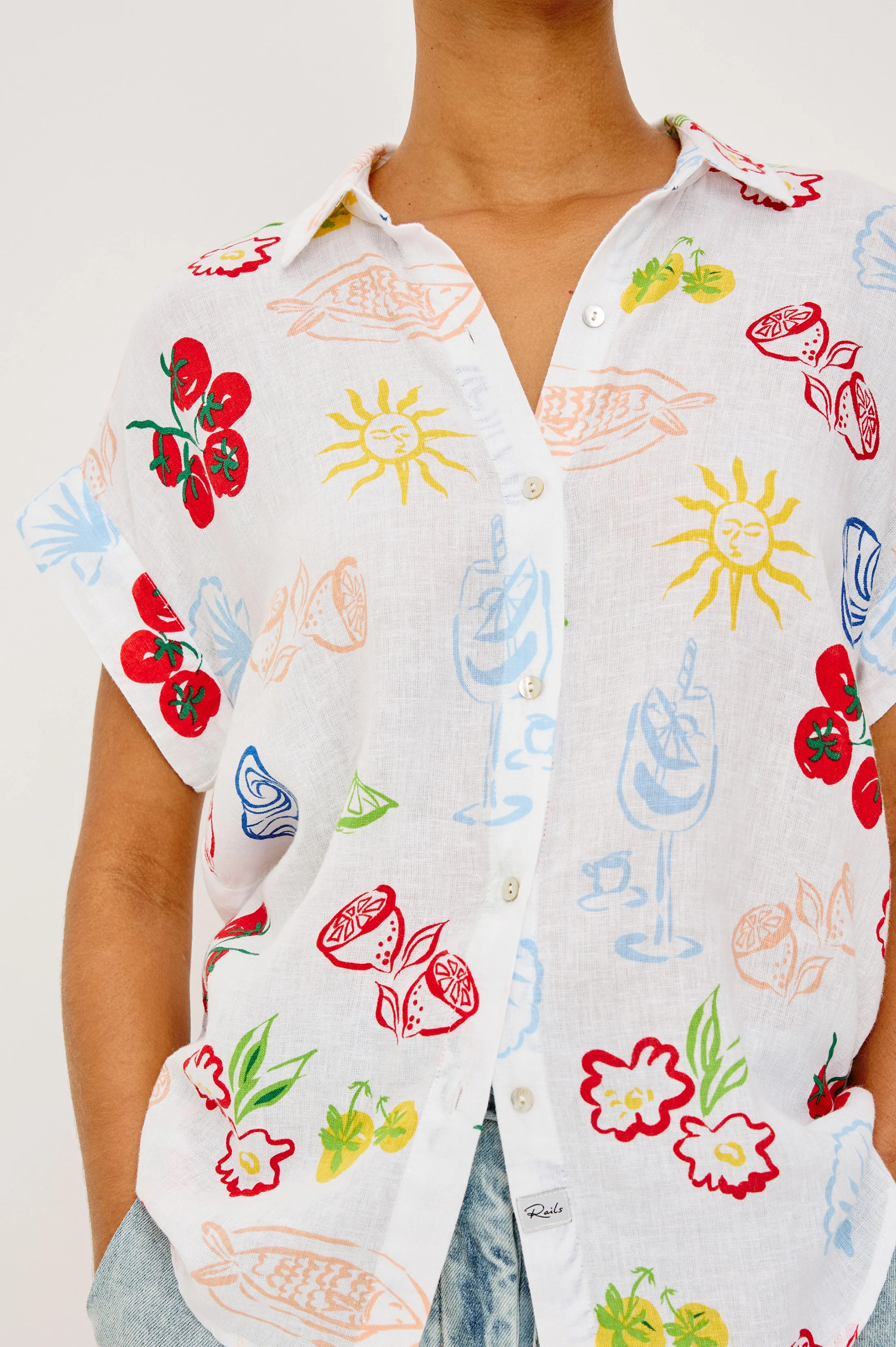 Rails X Giadzy Farrah Shirt - White Antipasti