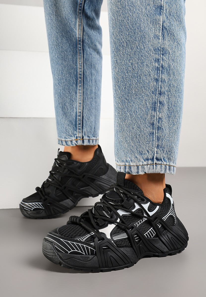 Beżowe Sneakersy z Designerskim Sznurowaniem Nuritha