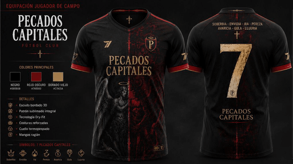 Pecados Capitales football kit concept board