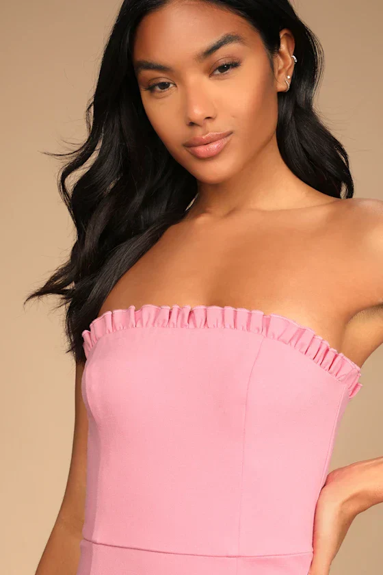 Little Lovely Light Pink Strapless Mini Dress - luluinthesky
