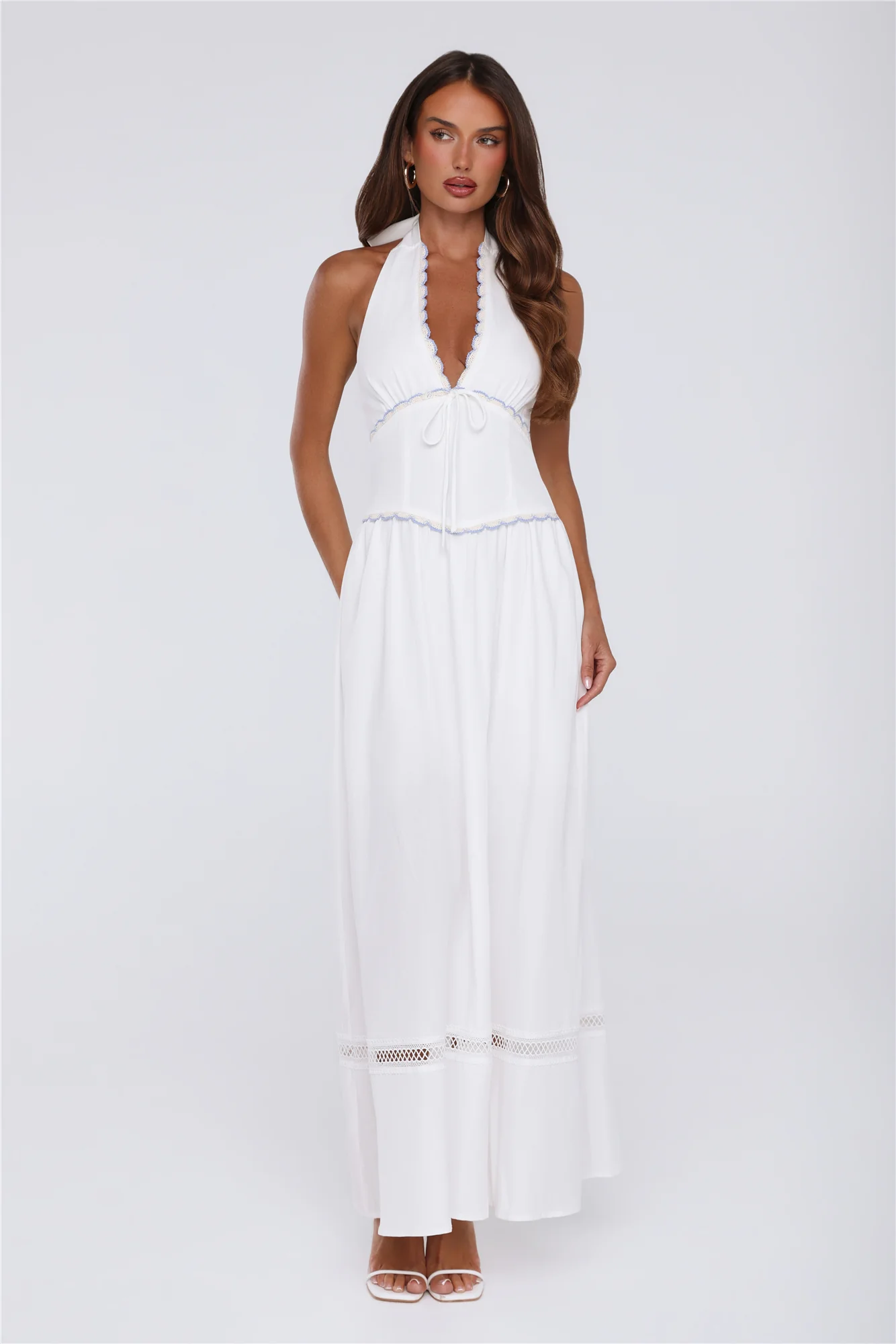 Pastel Promises Halter Maxi Dress White - luluinthesky