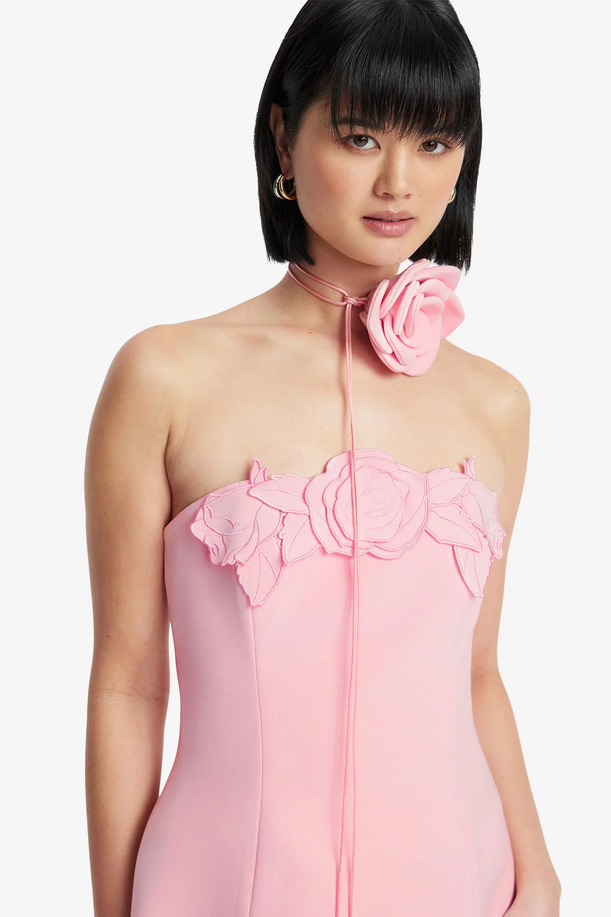 Roselle Appliqué Bustier Mini Dress - Blush Pink