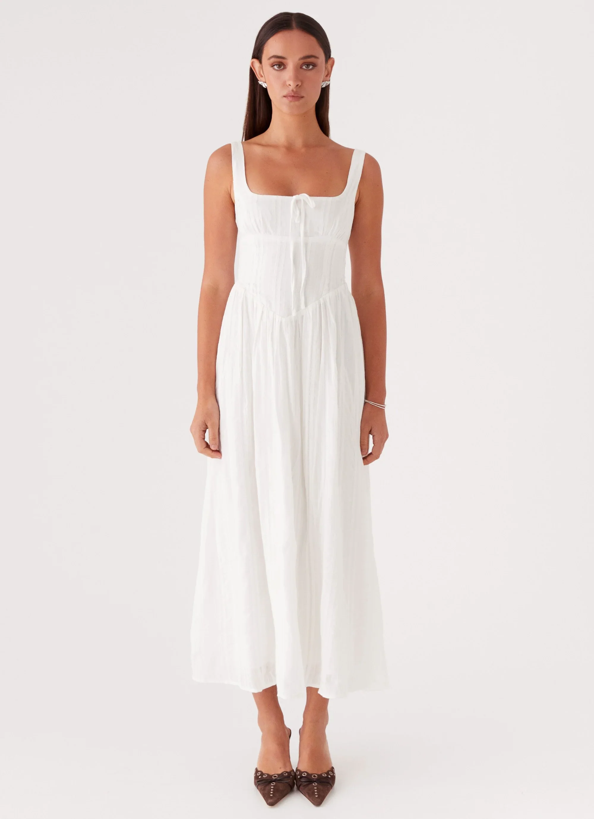 Pascuelle Midi Dress - White - luluinthesky