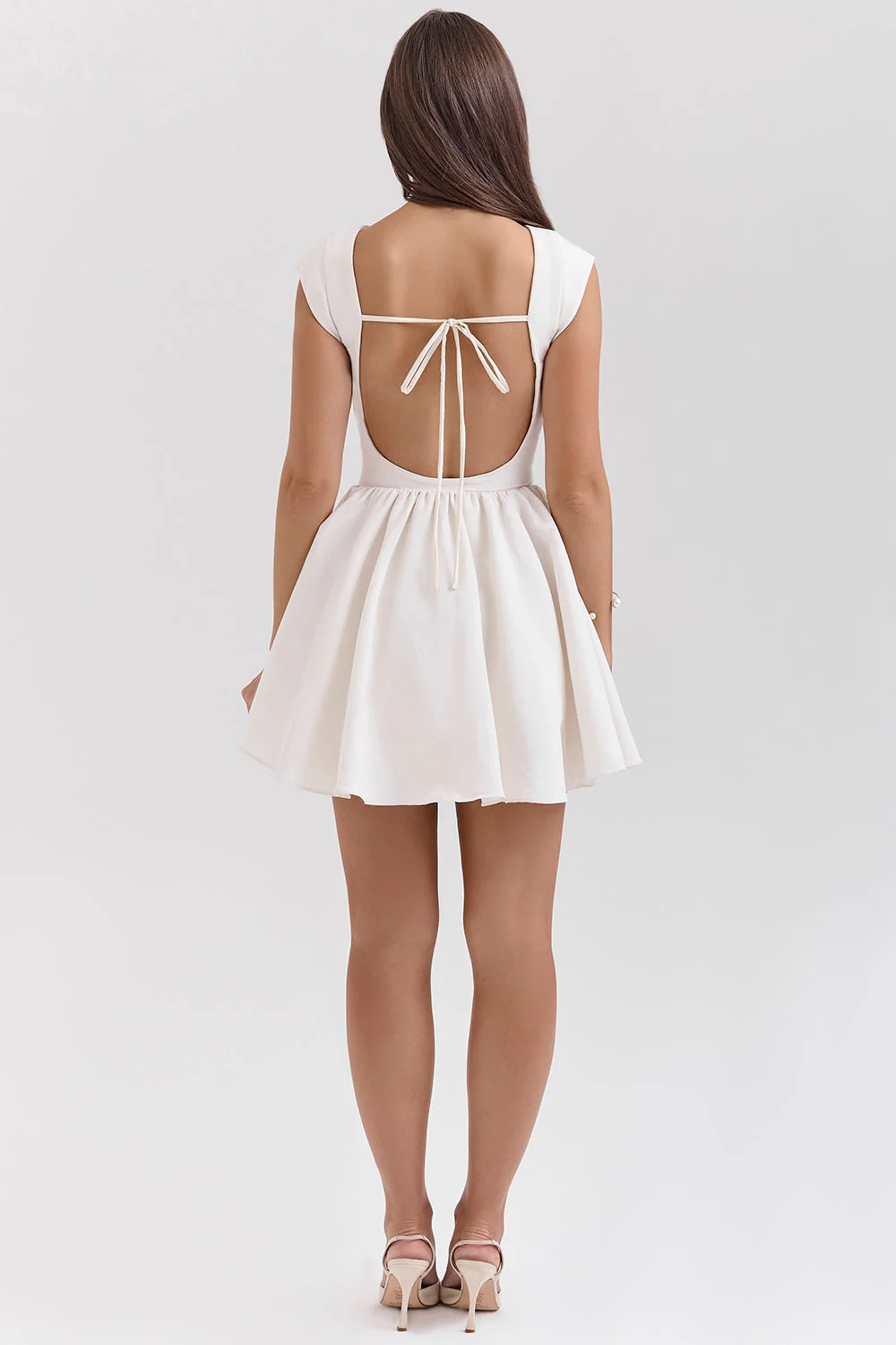 white open back mini dress