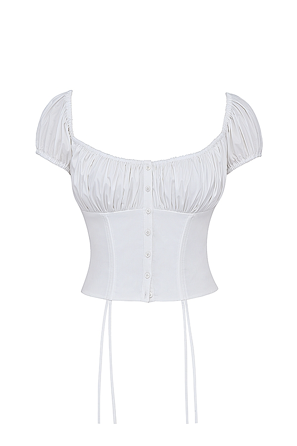 White Gathered Top