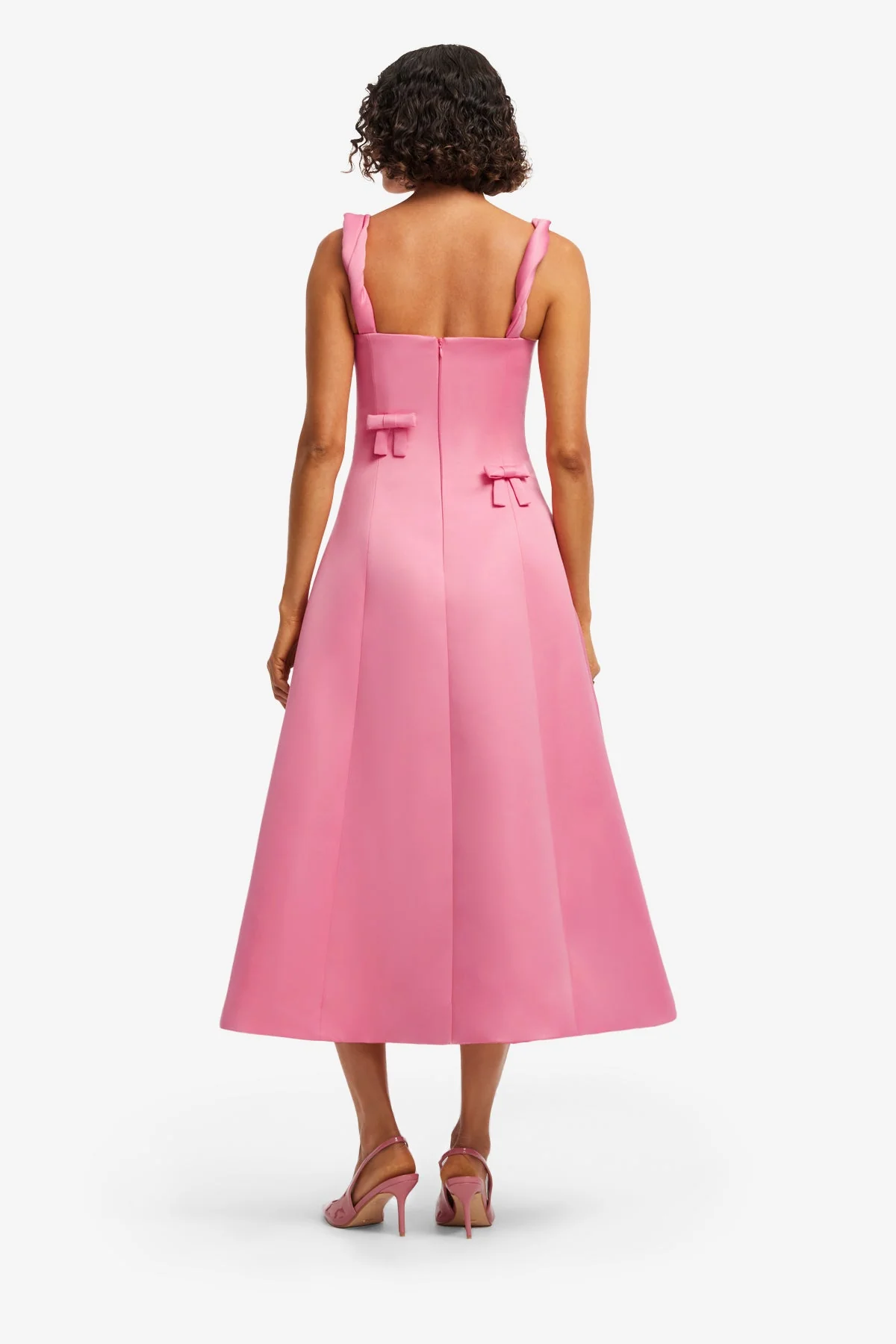 Beatrice Bow Midi Dress - Fuchsia