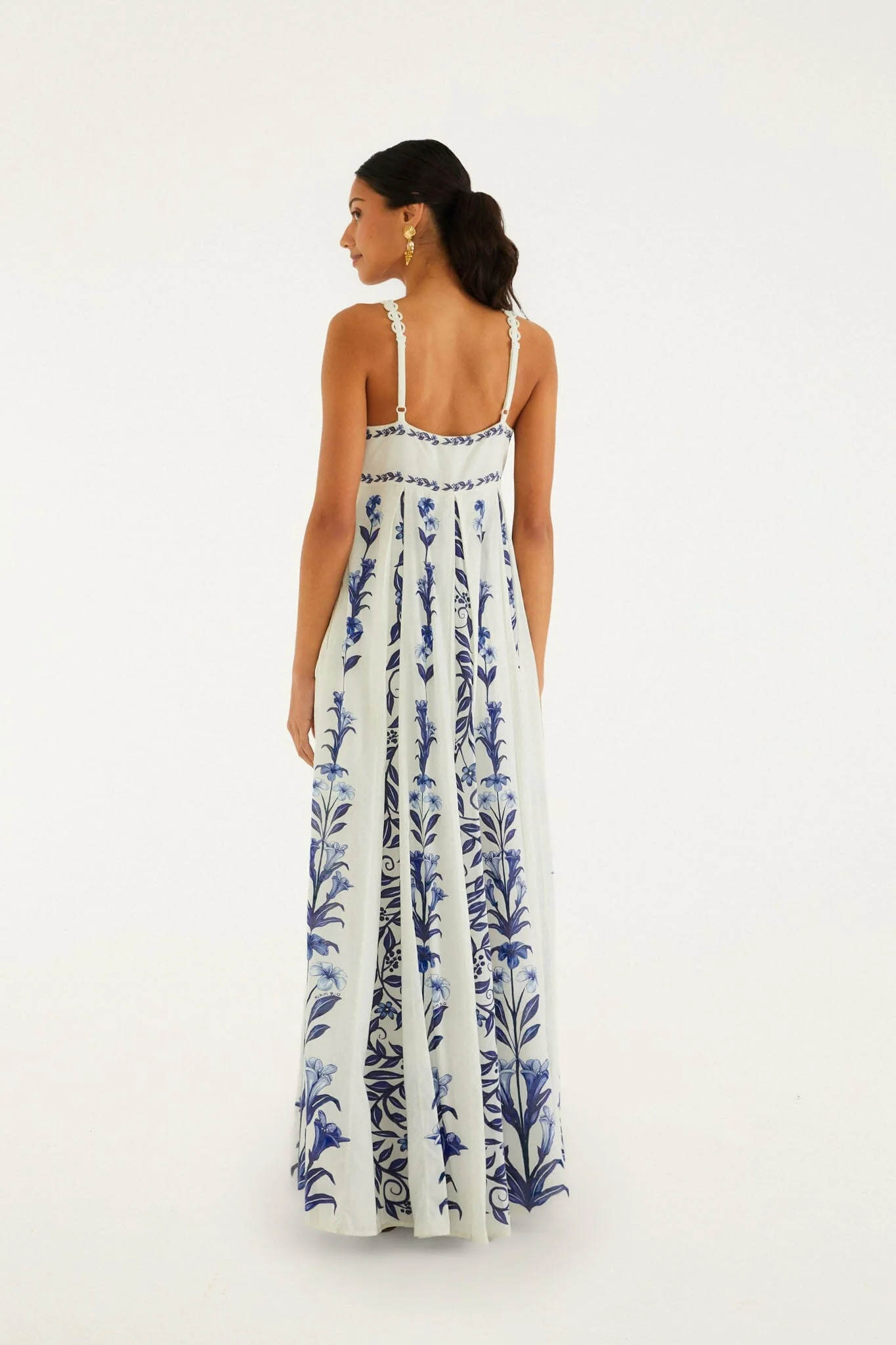 Off-White Flowers Arch Pleats Maxi Dress
