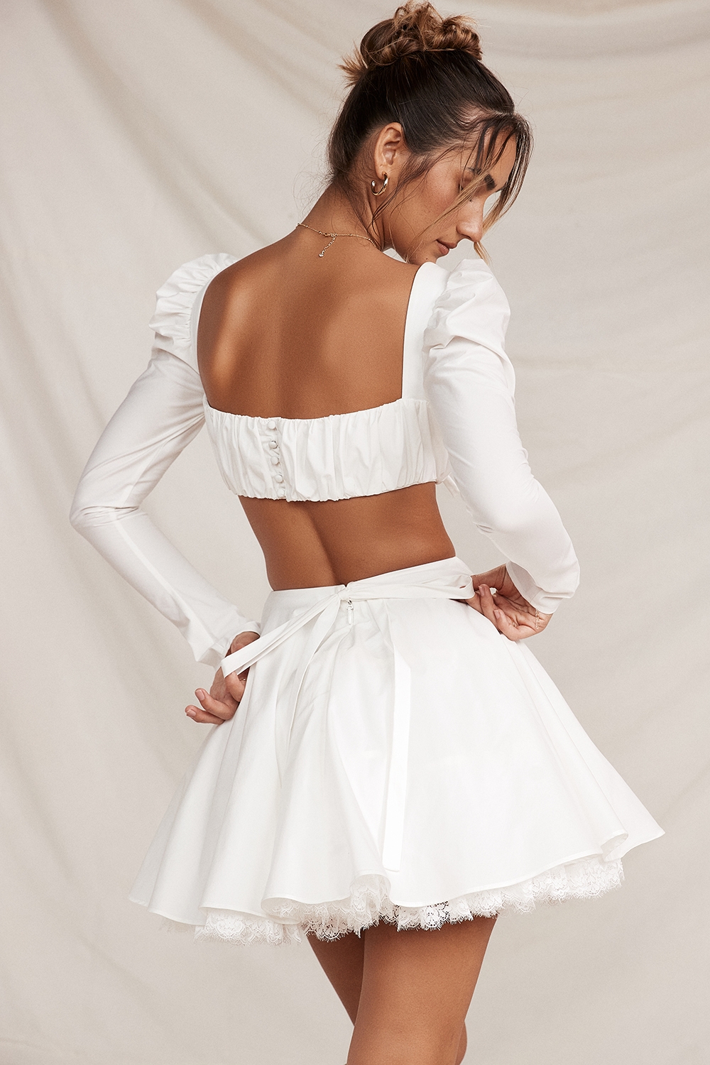 White Bow Mini Skirt
