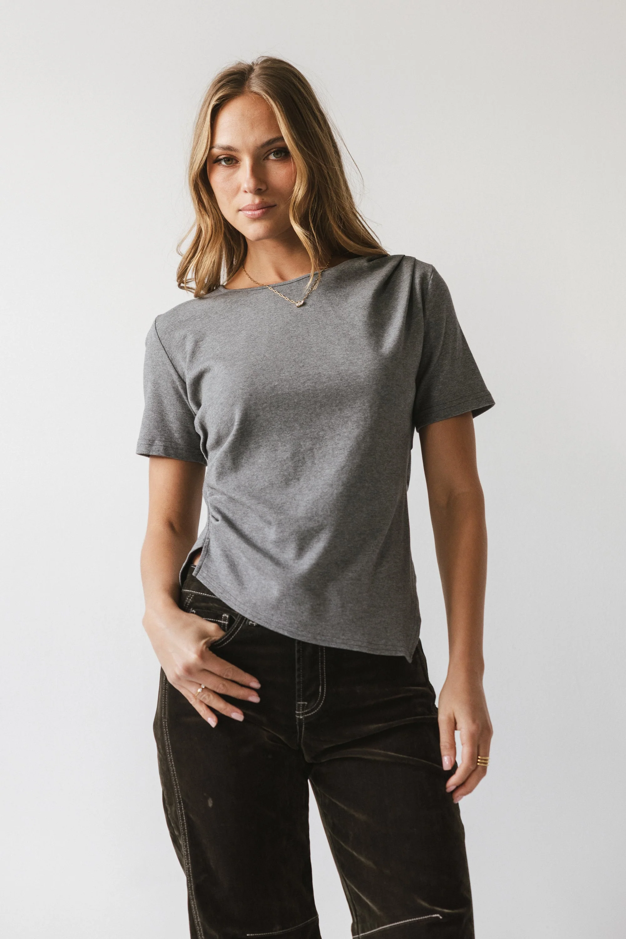 Stan Ruched Top in Grey