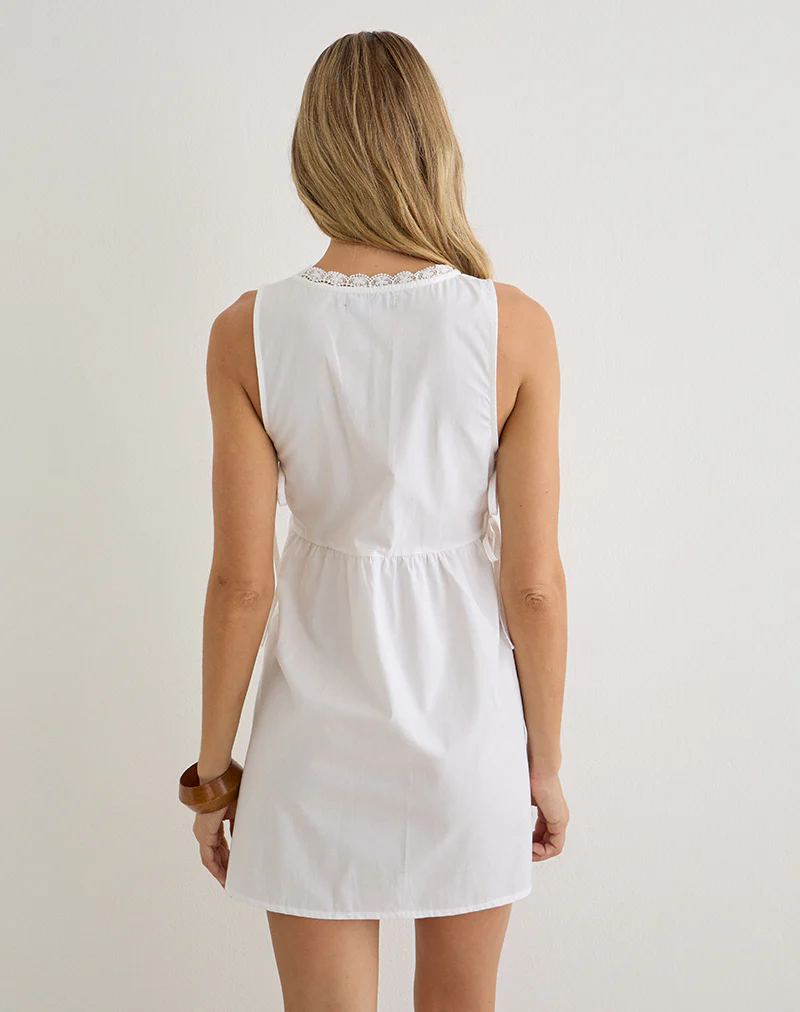 Fatima Mini Dress in Poplin White