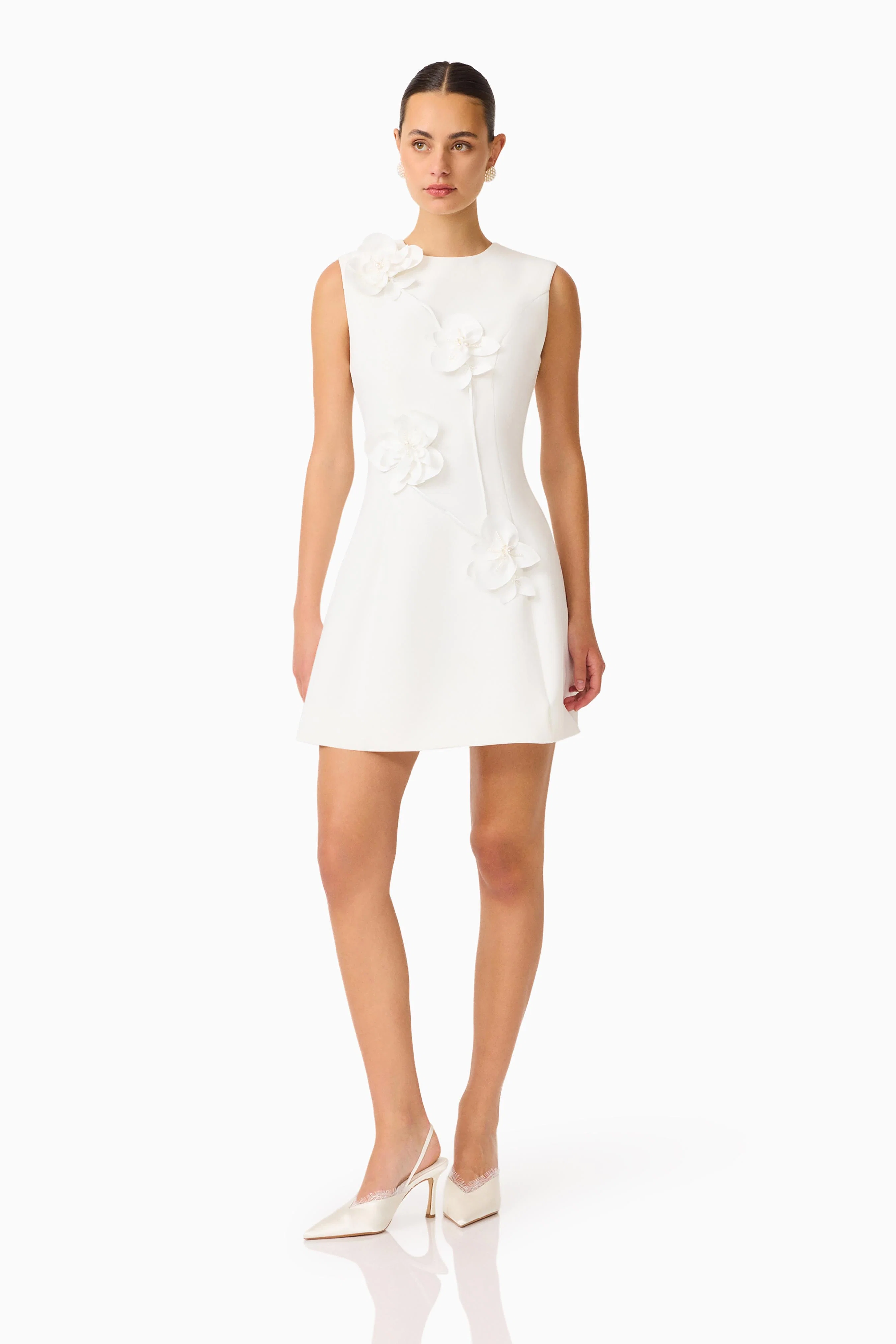 Reina Applique Mini Dress Dress White