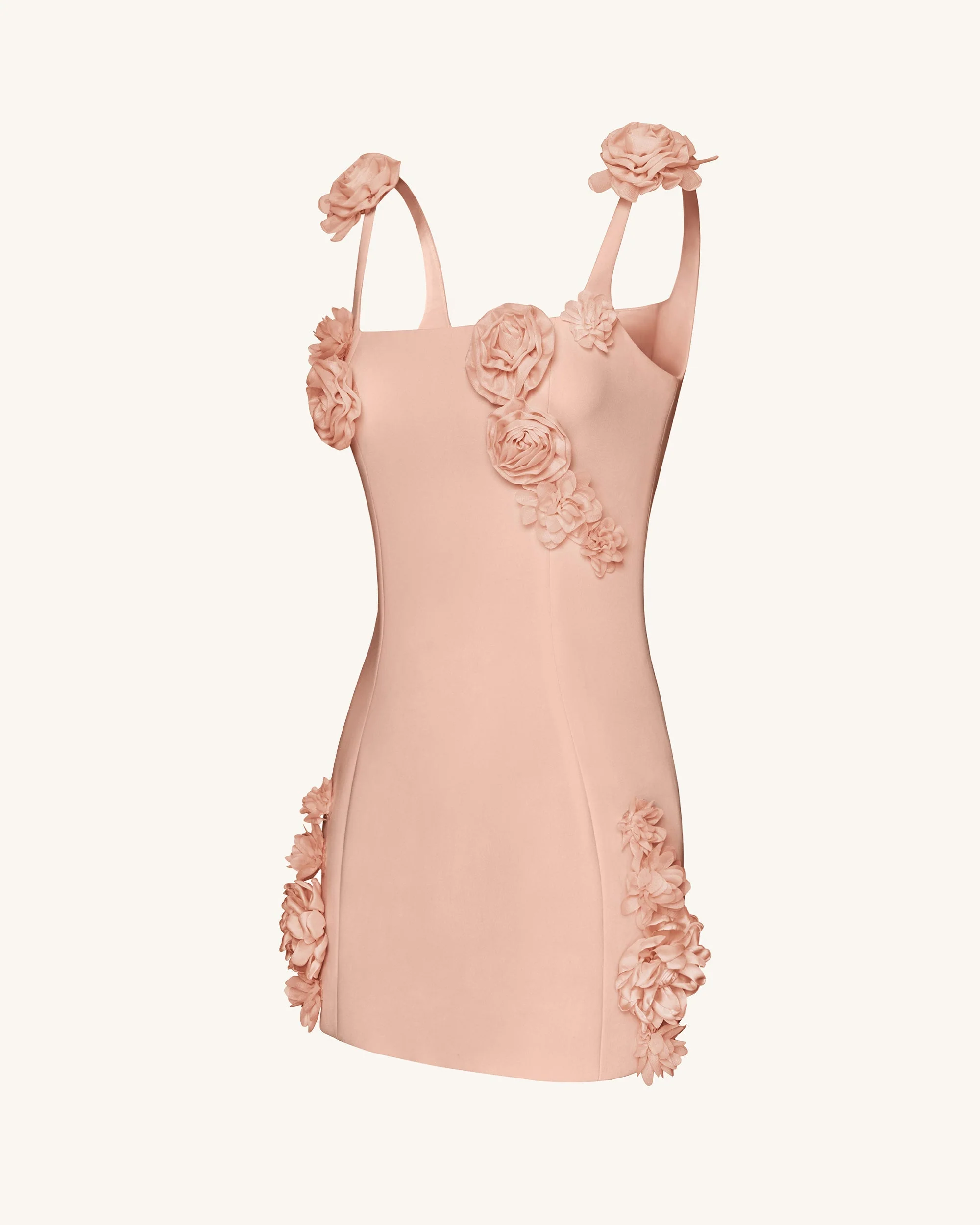Elaina Rosette Applique Mini Dress - Apricot - FASHION NOB