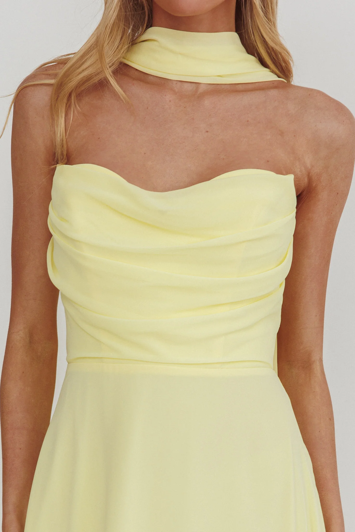 Kaycee Strapless Scarf Maxi Dress Yellow