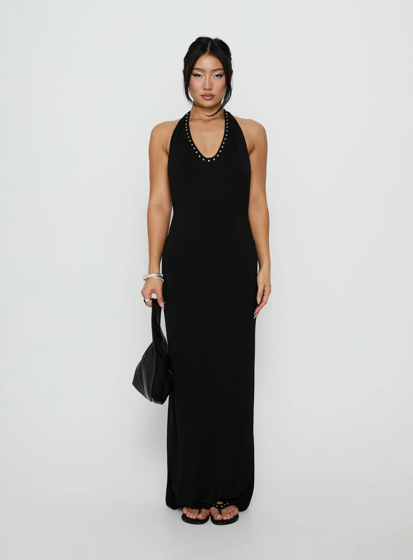Ascenza Studded Racerback Maxi Dress Black
