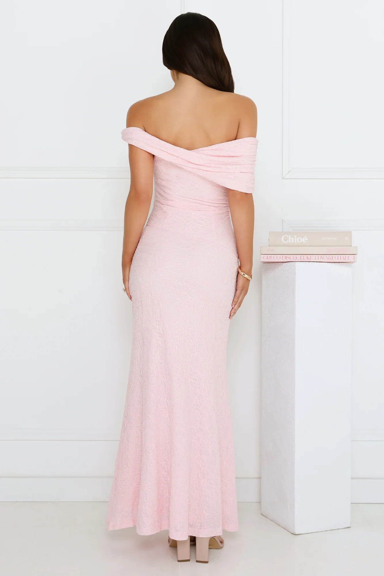 Slay the Night Off Shoulder Maxi Dress Pink