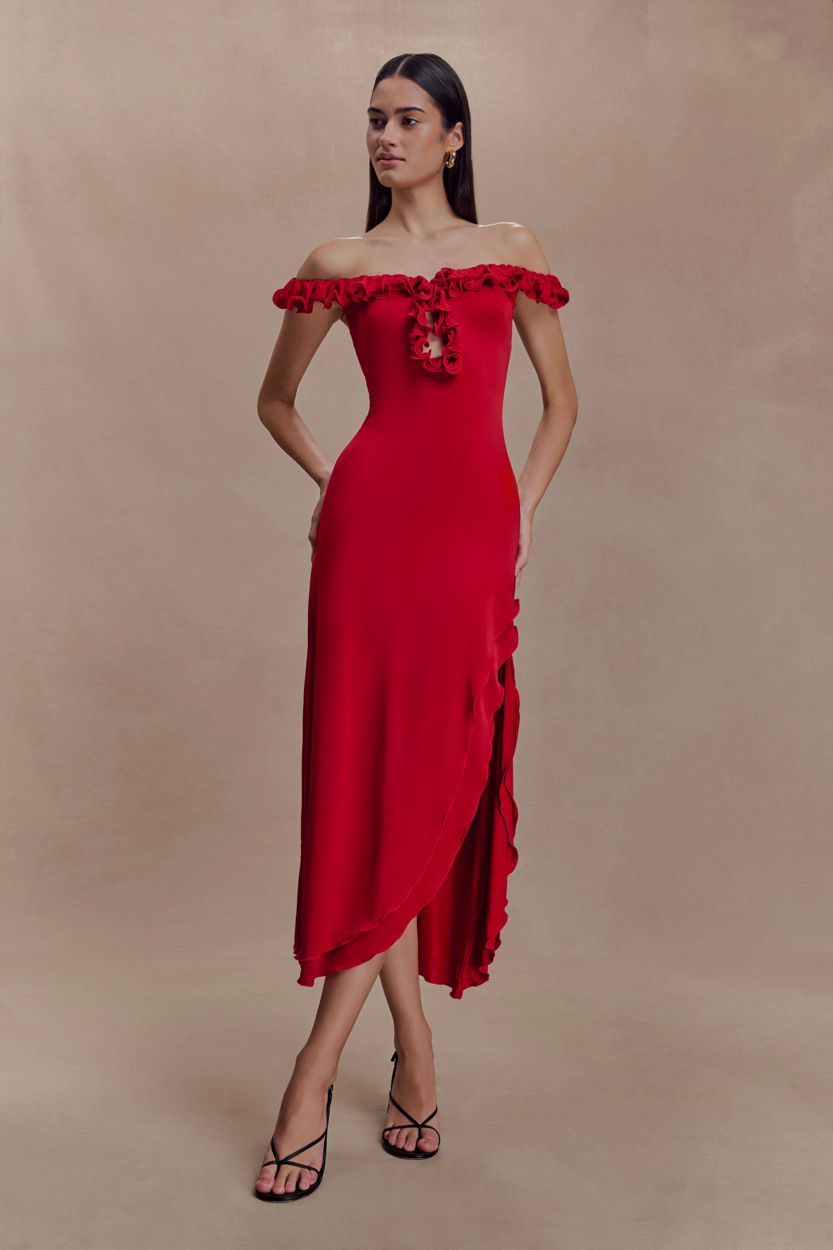 Allegra-Off-Shoulder-Ruffle-Midi-Dress-Ruby