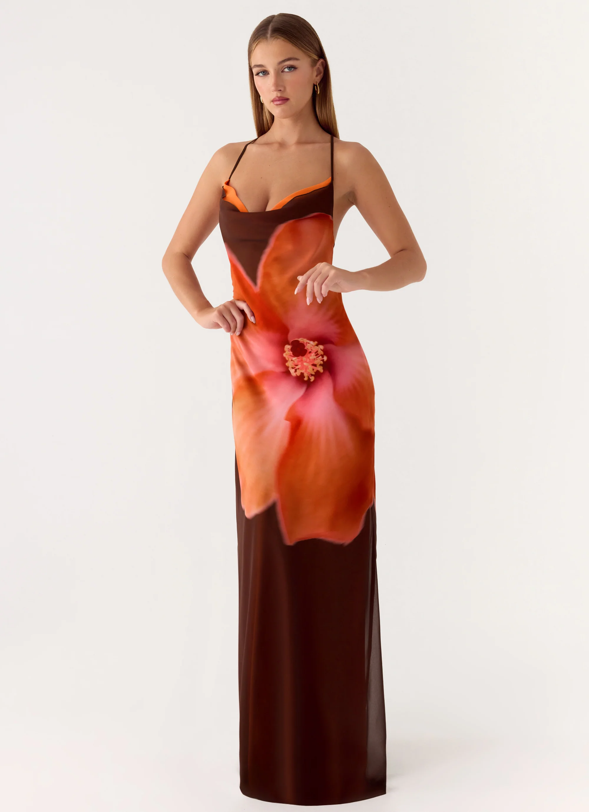 Night Drive Maxi Dress - Chocolate Blossom