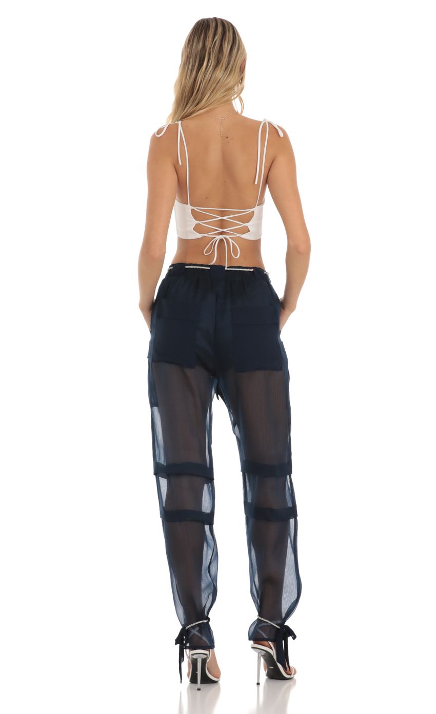 Rhinestone Pants in Navy