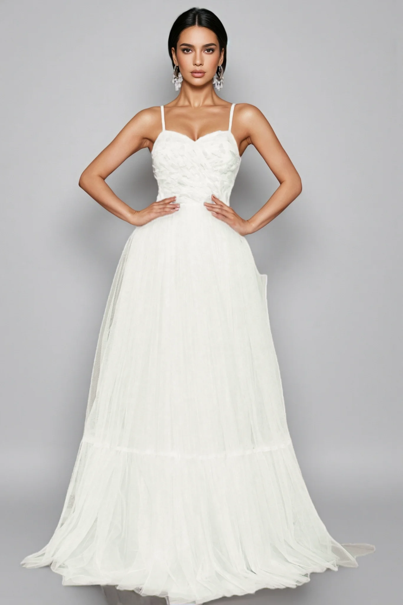 Cosima White Halter Mesh Maxi Dress