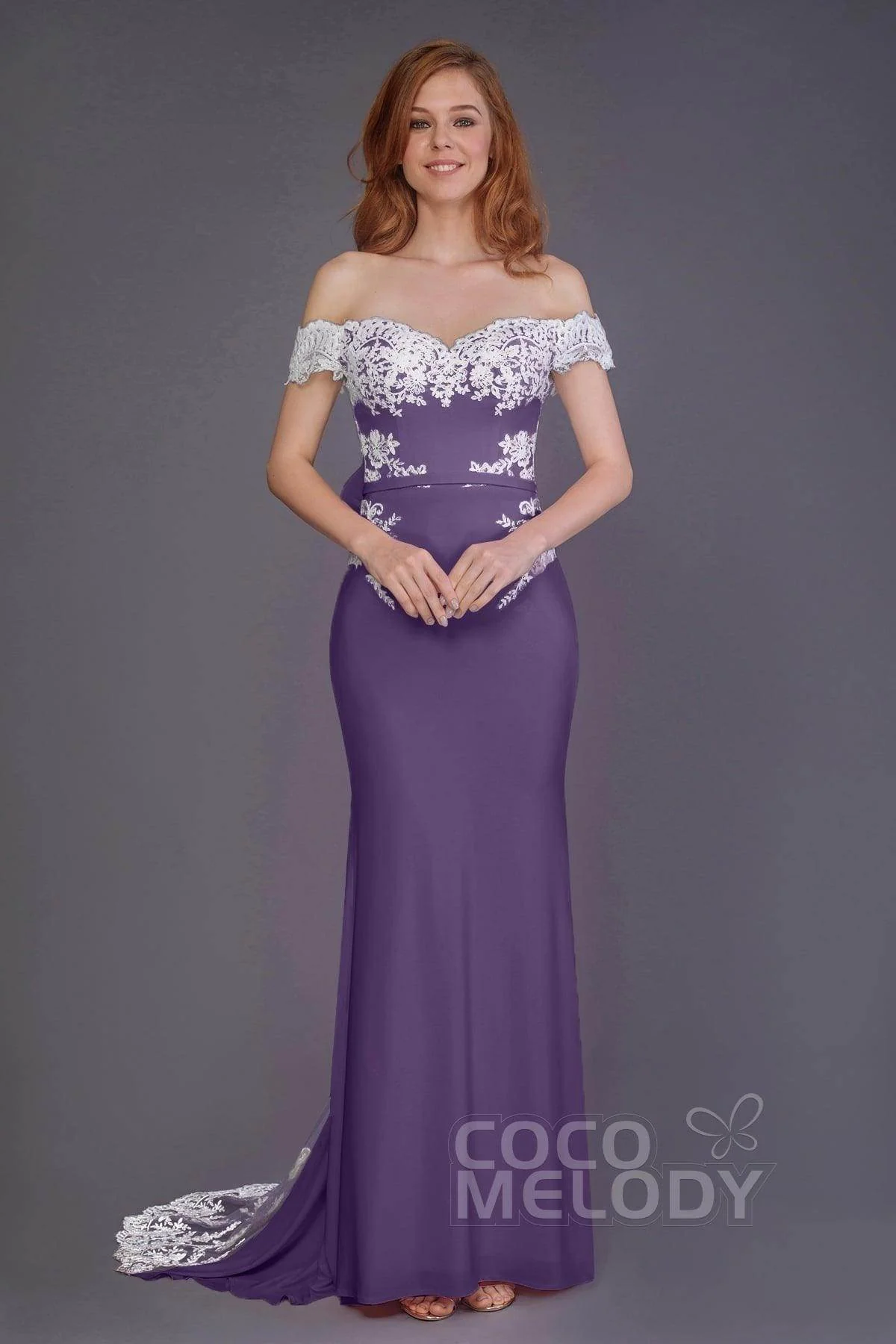 Mermaid Sweep Train Knitted Fabric Bridesmaid Dress PR3491