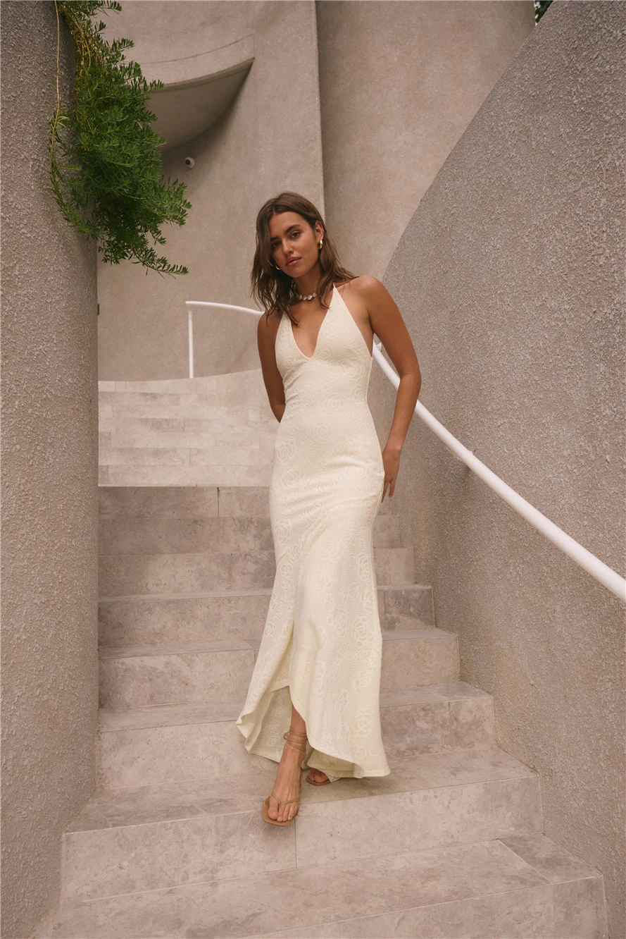 Rosetta Halter Maxi Dress Cream