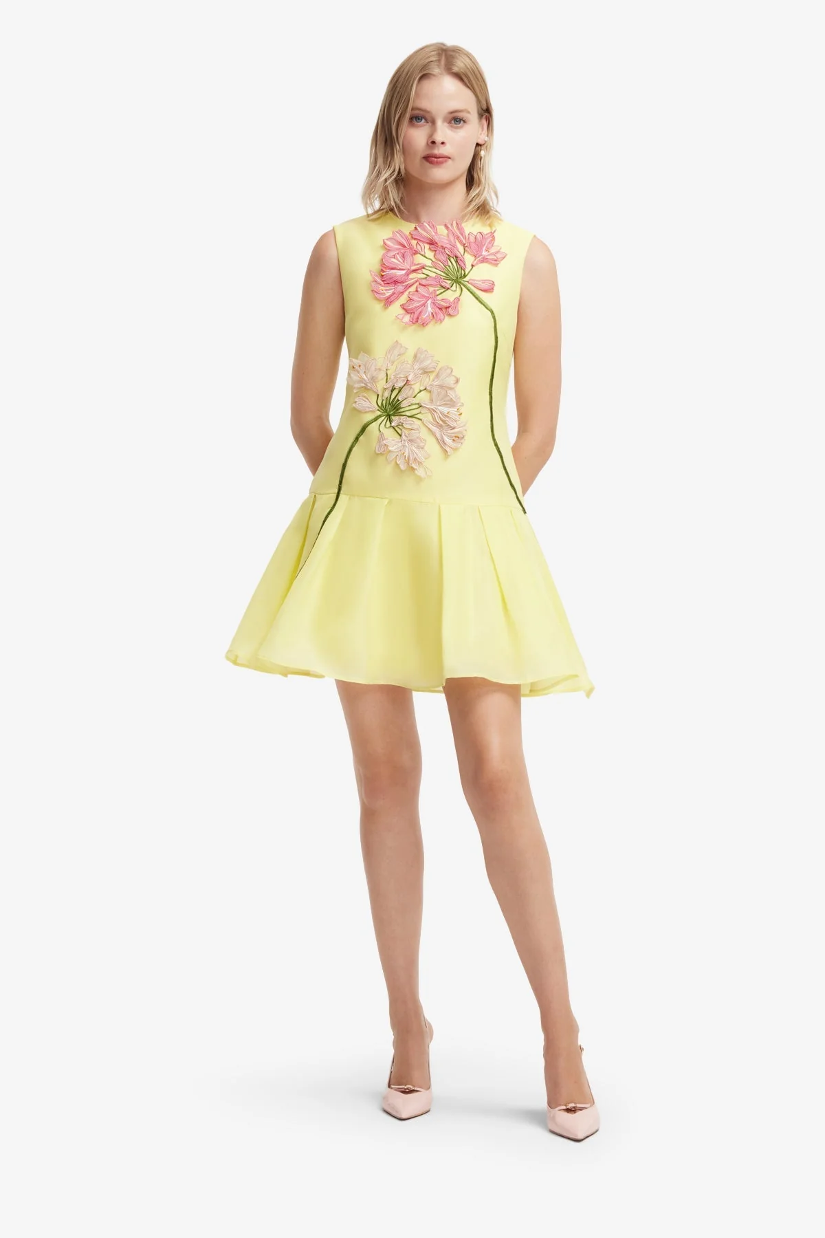 Petra Appliqué Mini Dress - Agapanthus Print