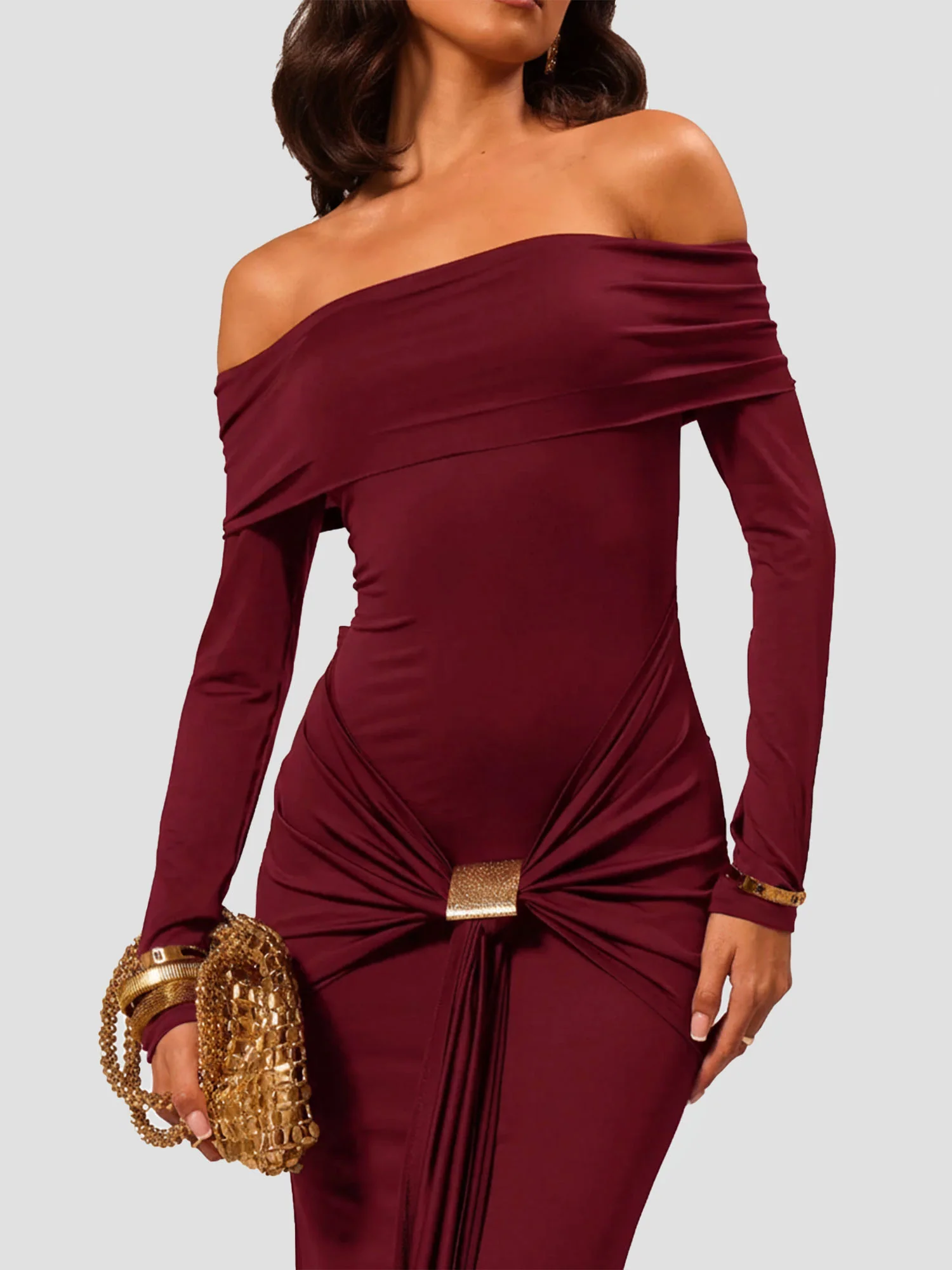 Red Sleek Maxi Dress Evening Poise