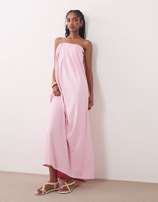 bandeau maxi dress in pink