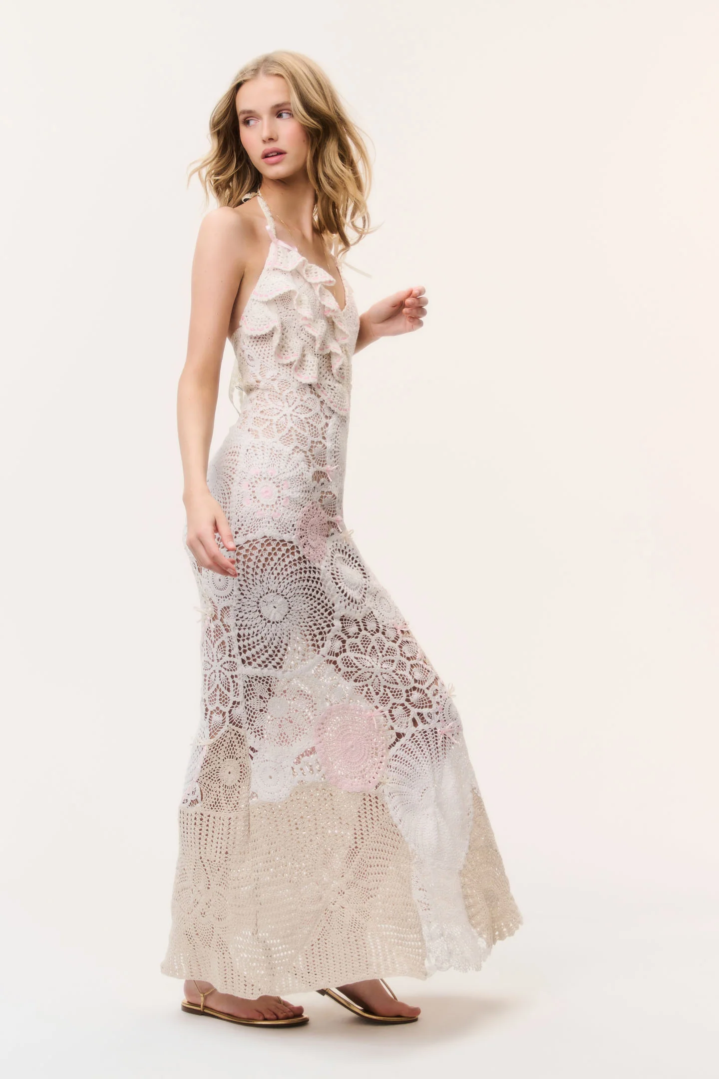 Adalita Patchwork Crochet Maxi Dress