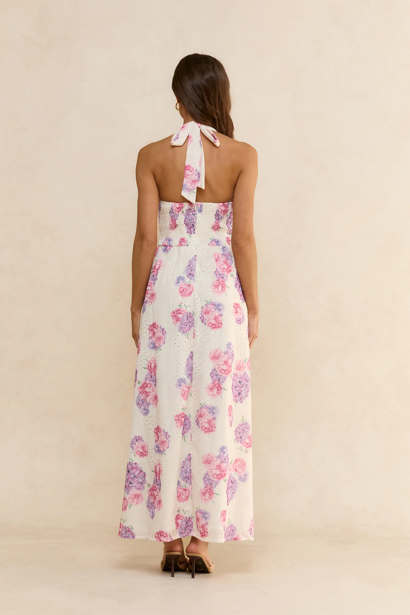 Hydrangea Haven Halter Maxi Dress Floral