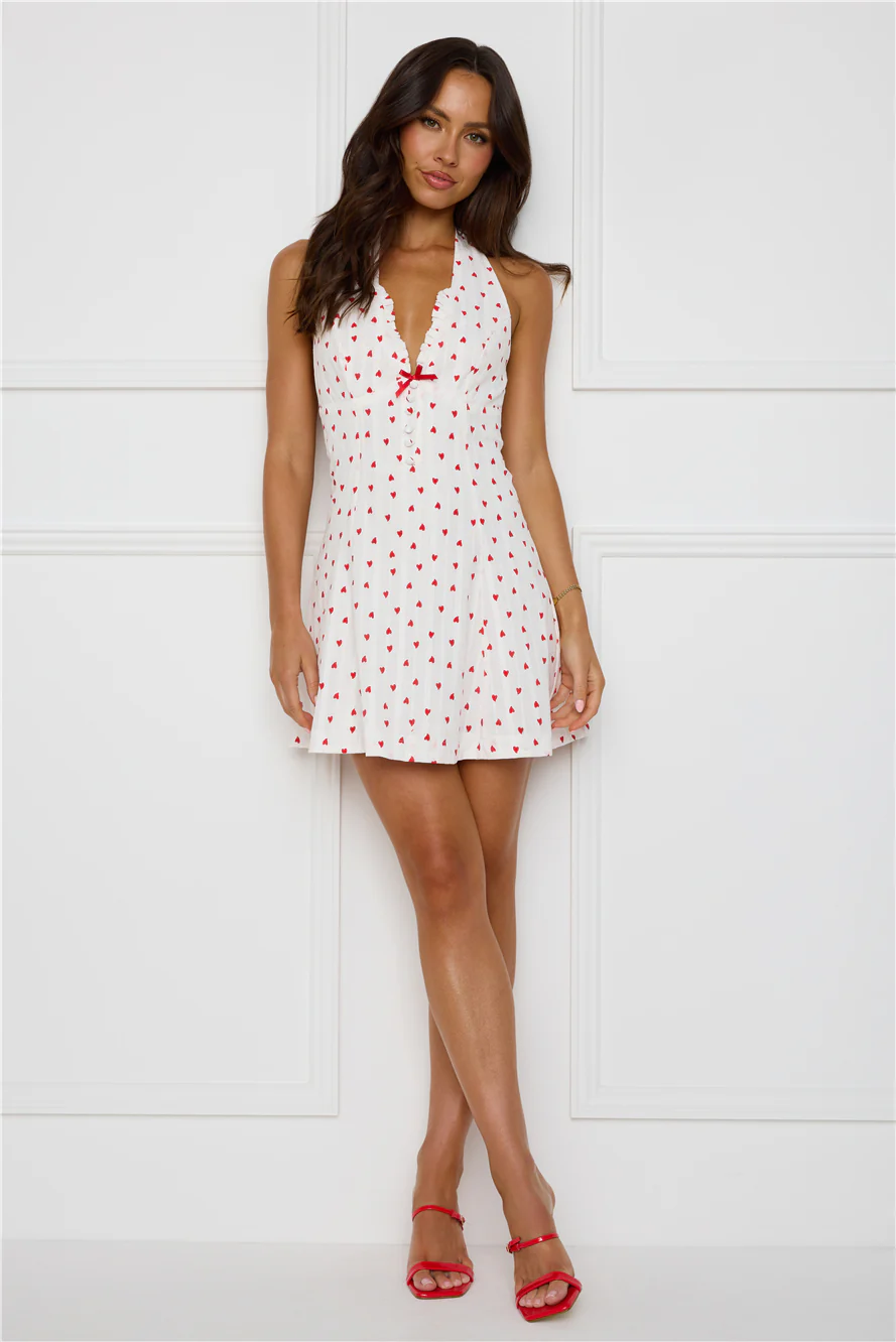 Softly Sparkling Halter Mini Dress White