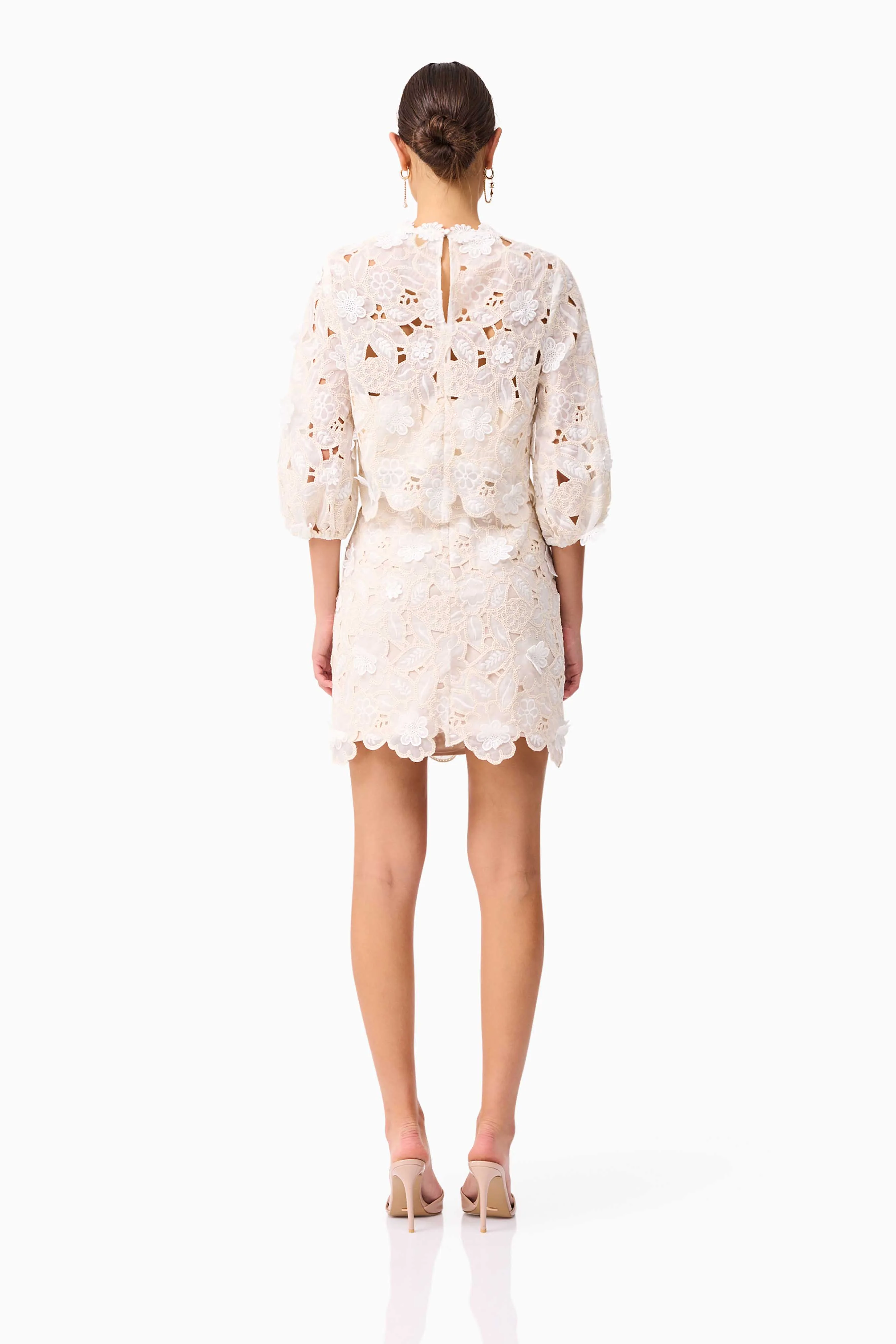 Sienna Top & Mini Skirt Set in Cream
