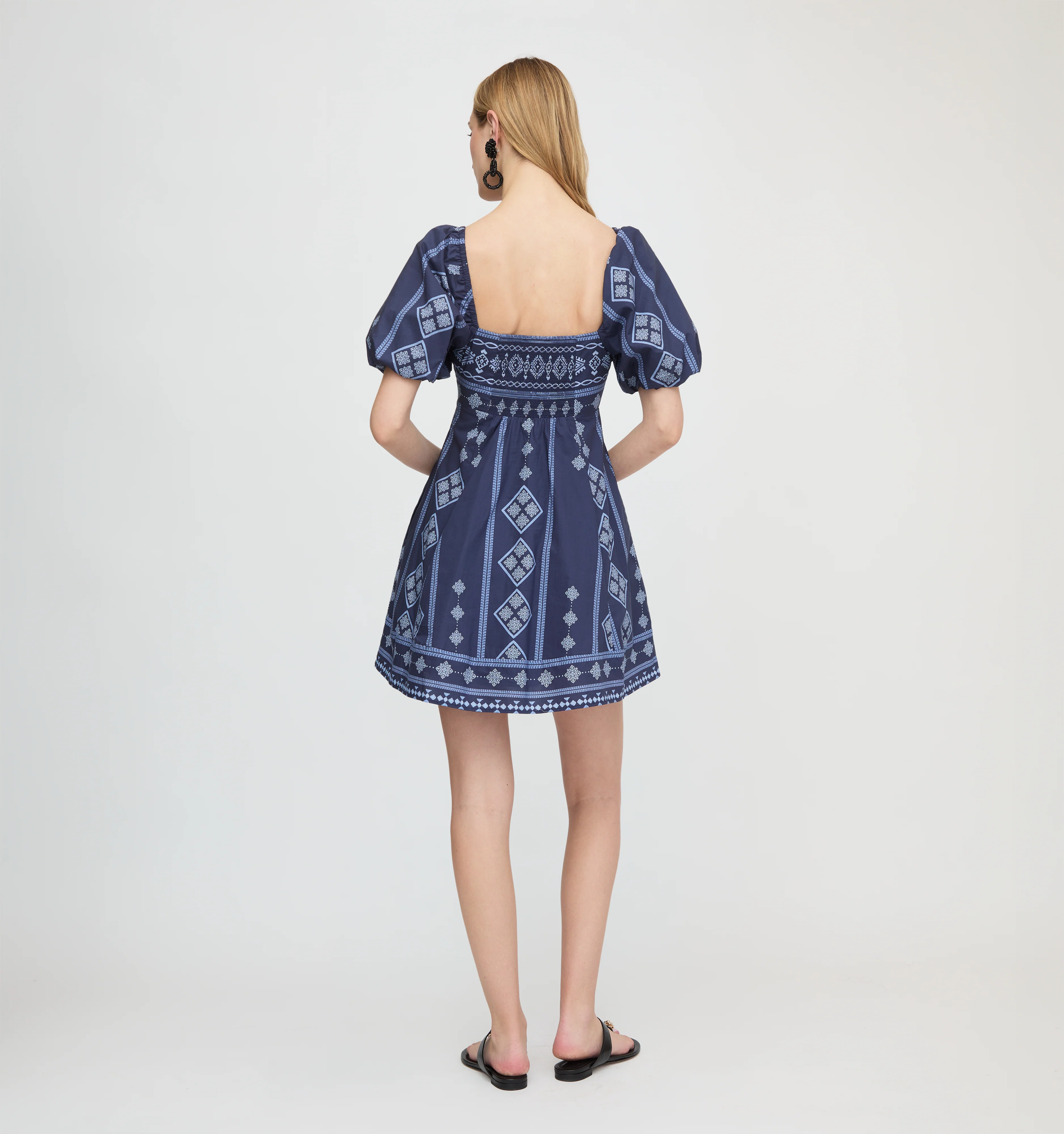 The Matilda Mini Dress - Navy Diamond Batik