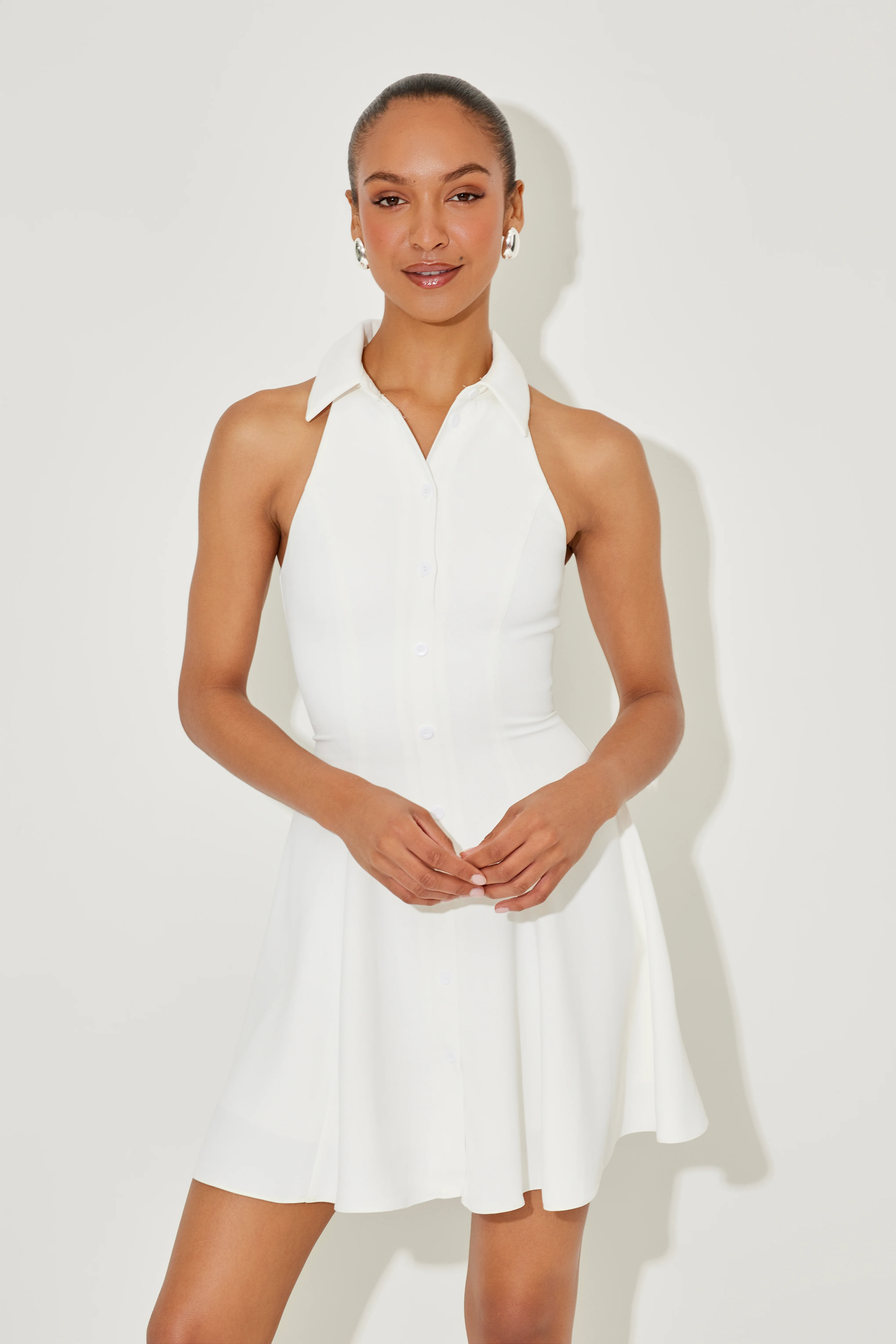 Flowy Collared Mini Dress