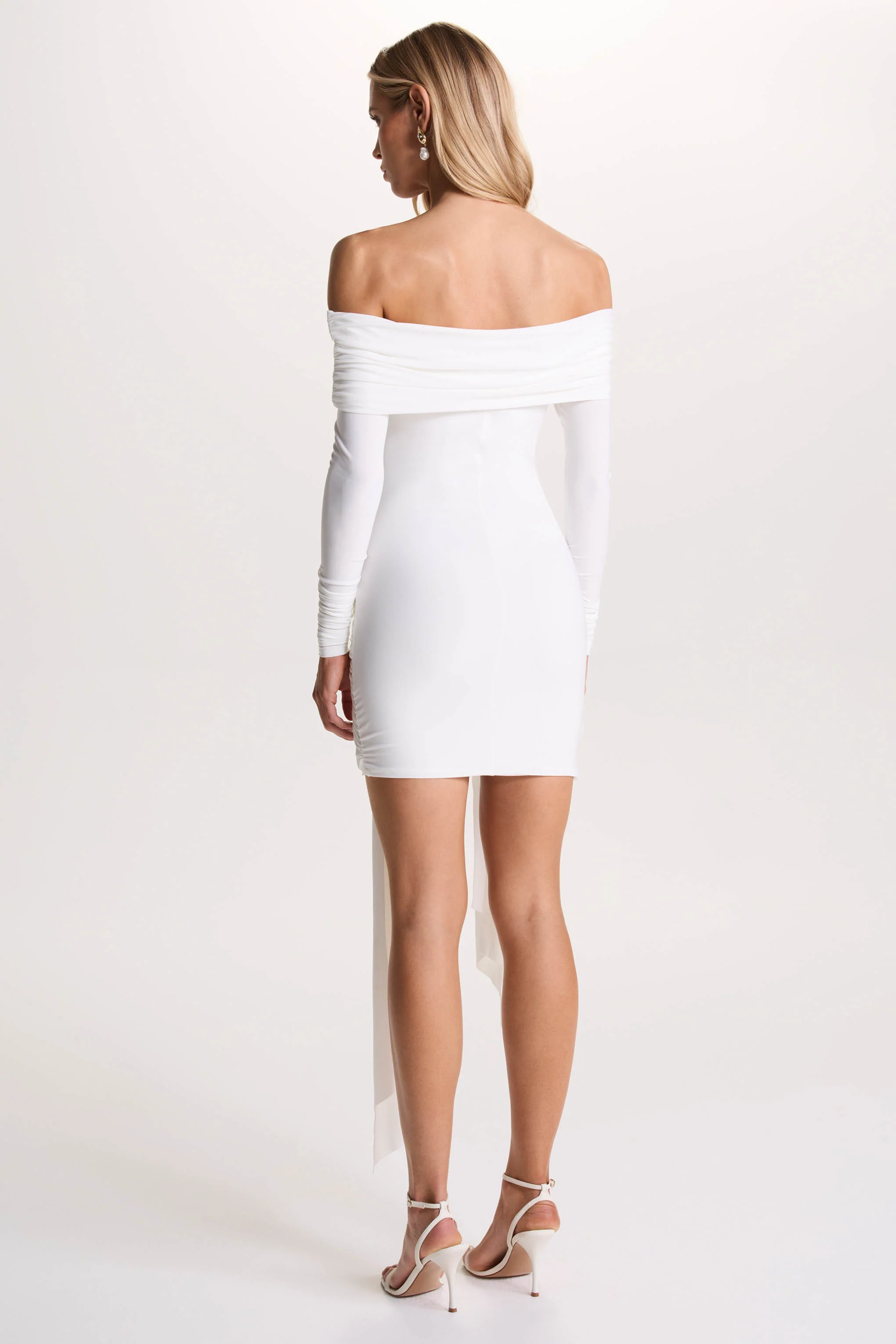 Essie | White Bardot Wrap Mini Dress With Sash Detail