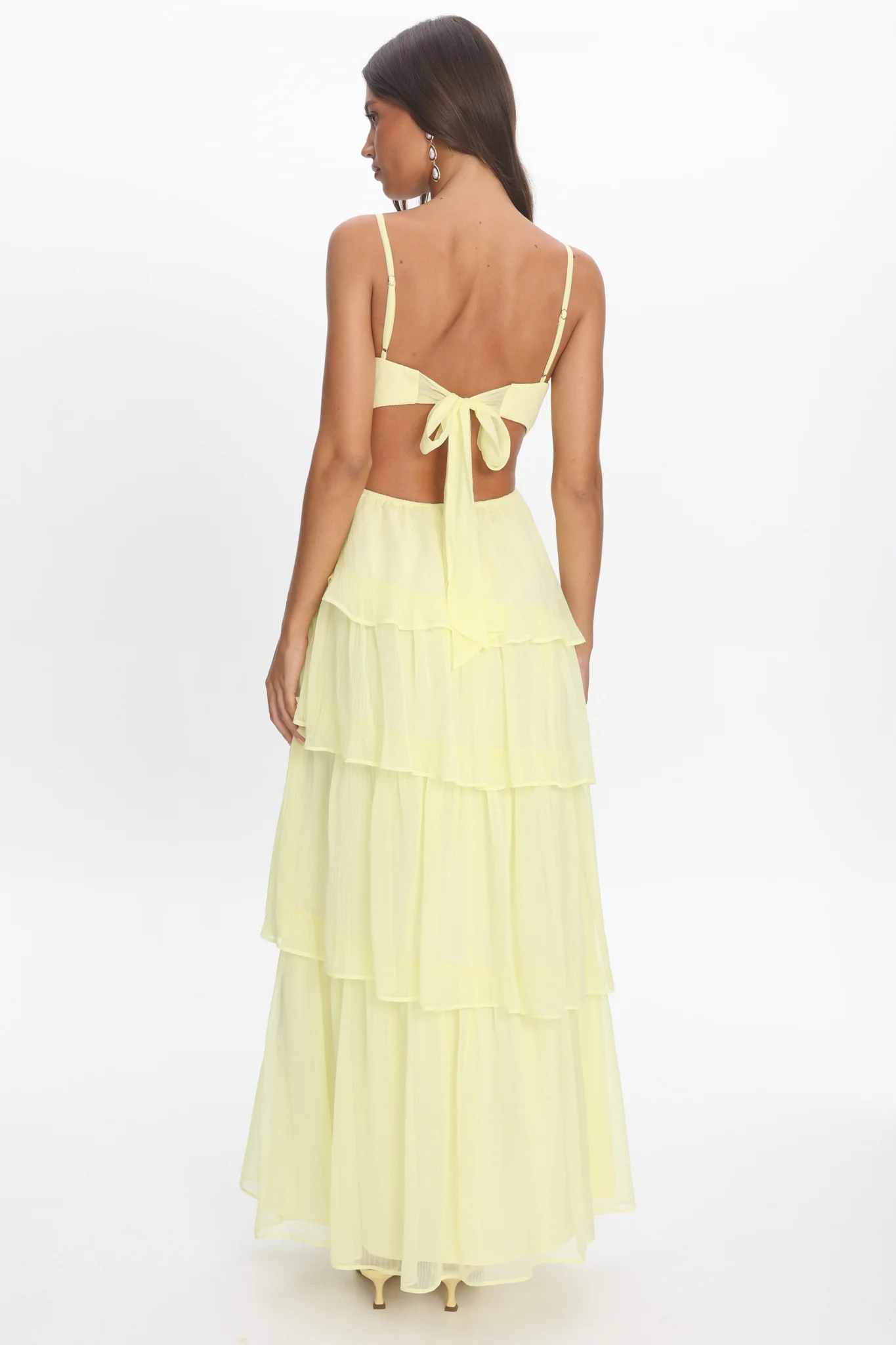 Vianne Tiered Cut-Out Maxi Dress Butter - luluinthesky