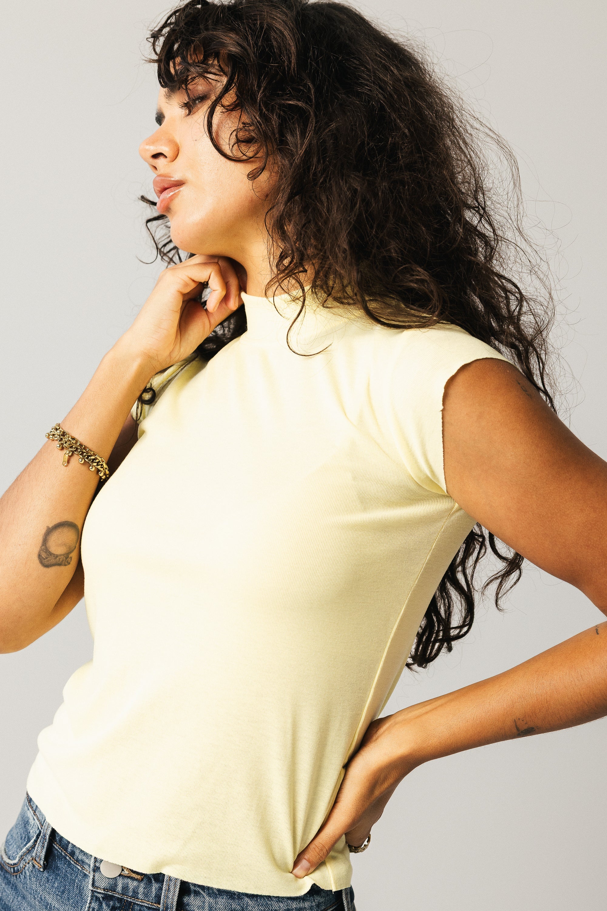 Sunny Mock Neck Top in Yellow