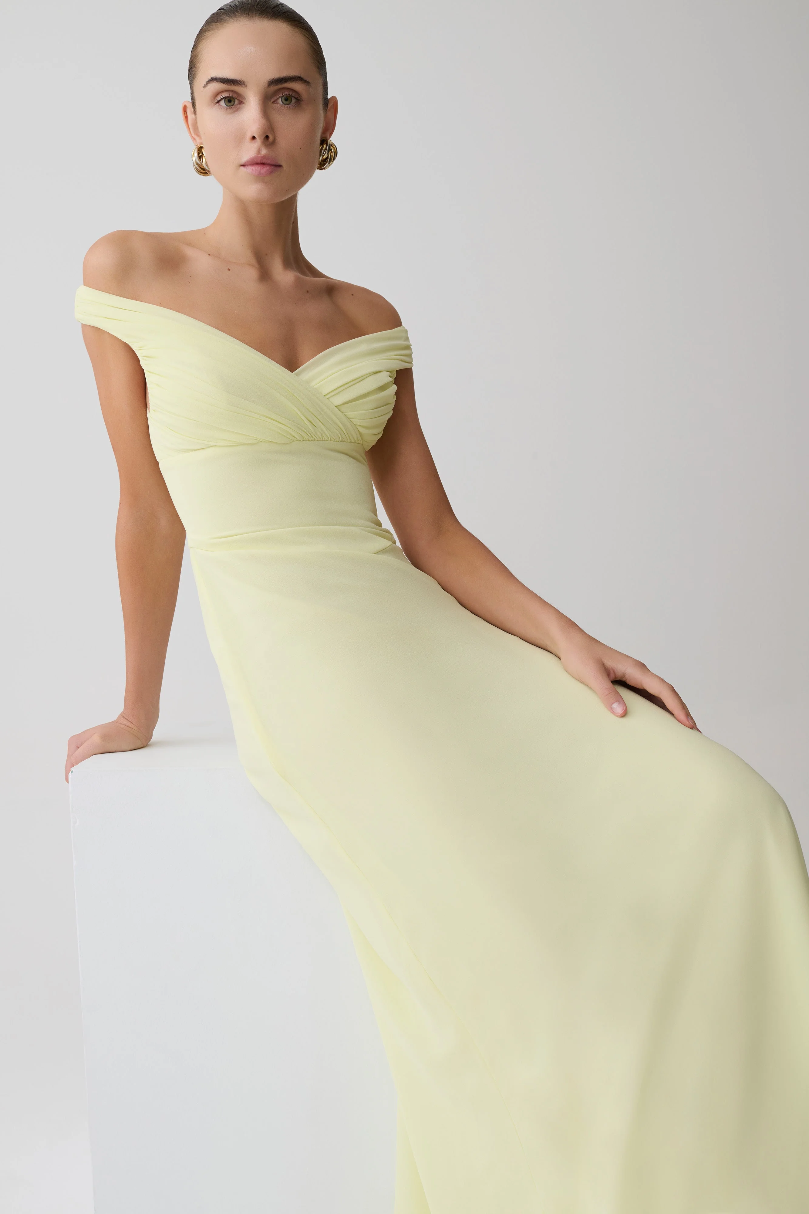 Mabel-Off-Shoulder-Chiffon-Maxi-Dress-Lemon