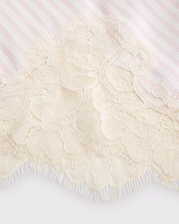 Bra-Free Bella Lace-Trim Satin Cami - Light Pink Stripe