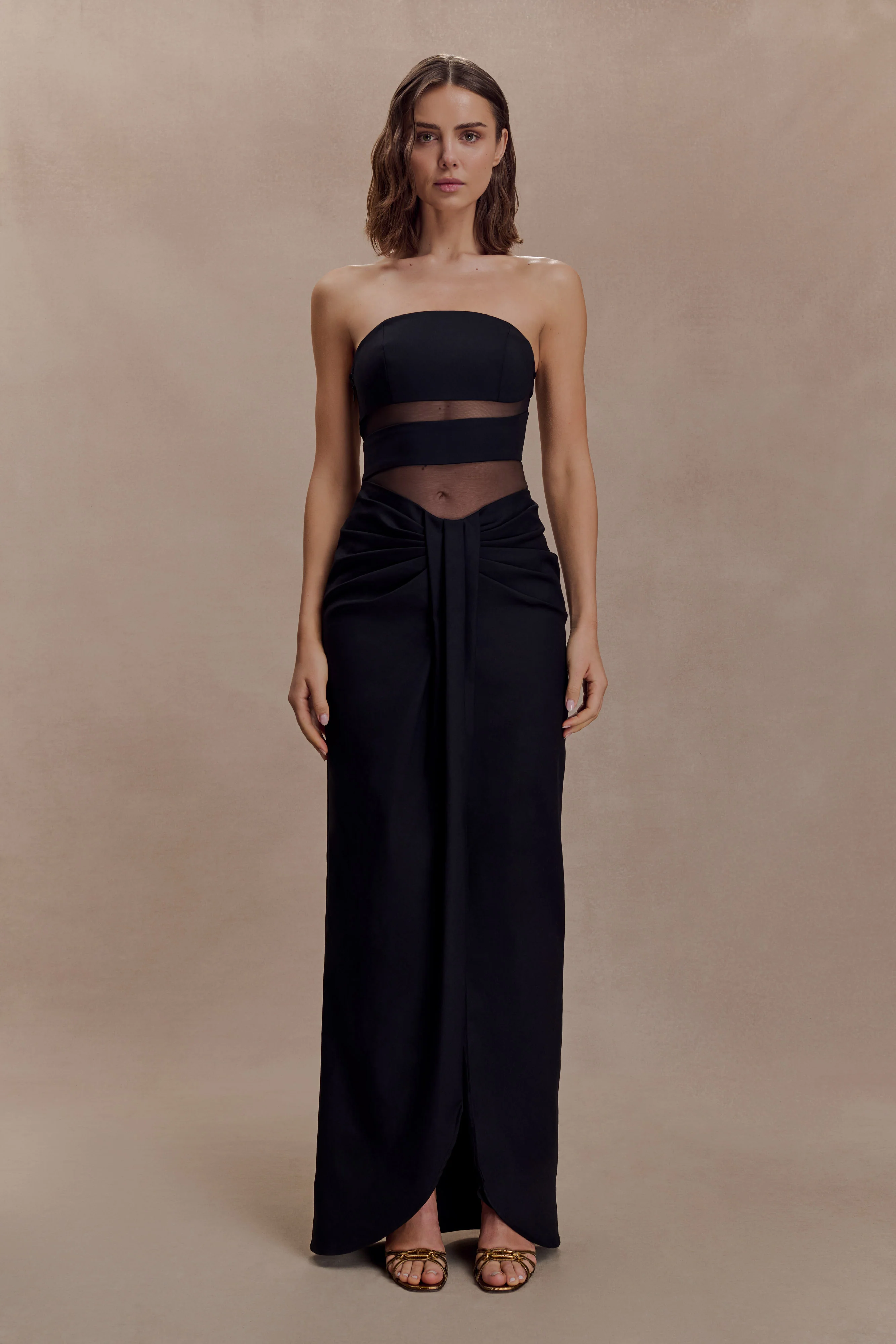 Paulina Cut Out Strapless Maxi Dress - Black