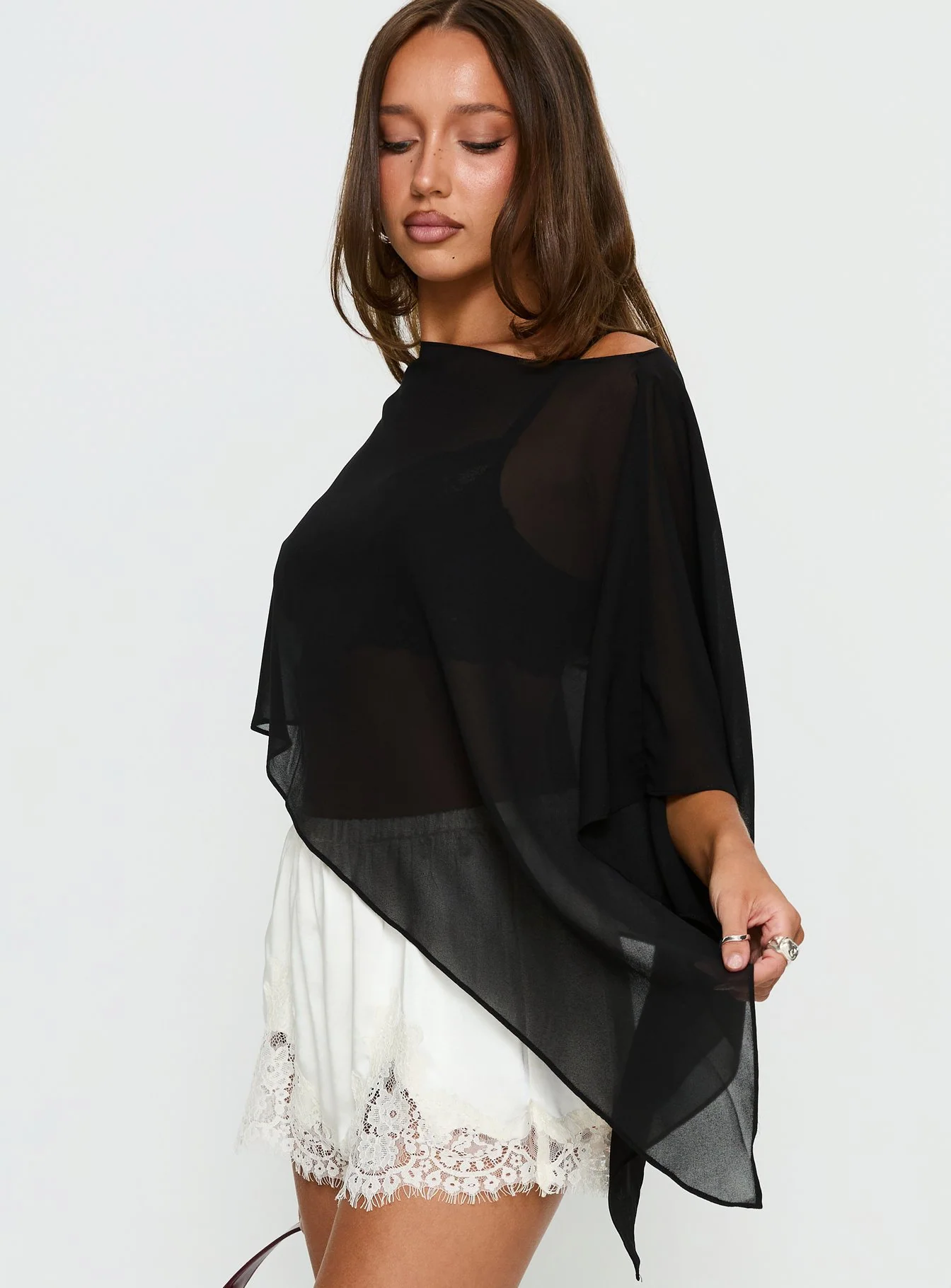 Mairelle Sheer Poncho Black
