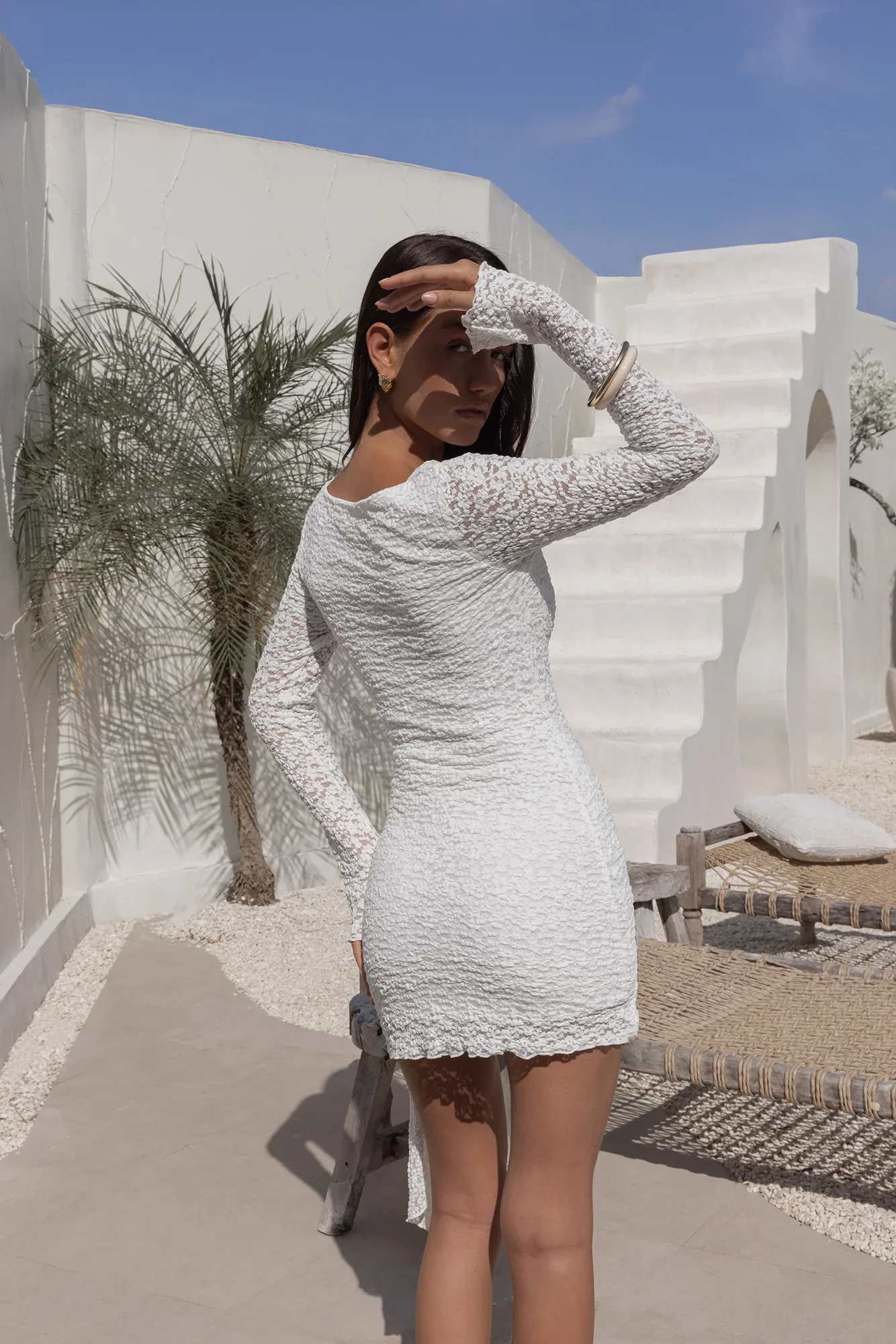Lover Girls Long Sleeve Mini Dress White
