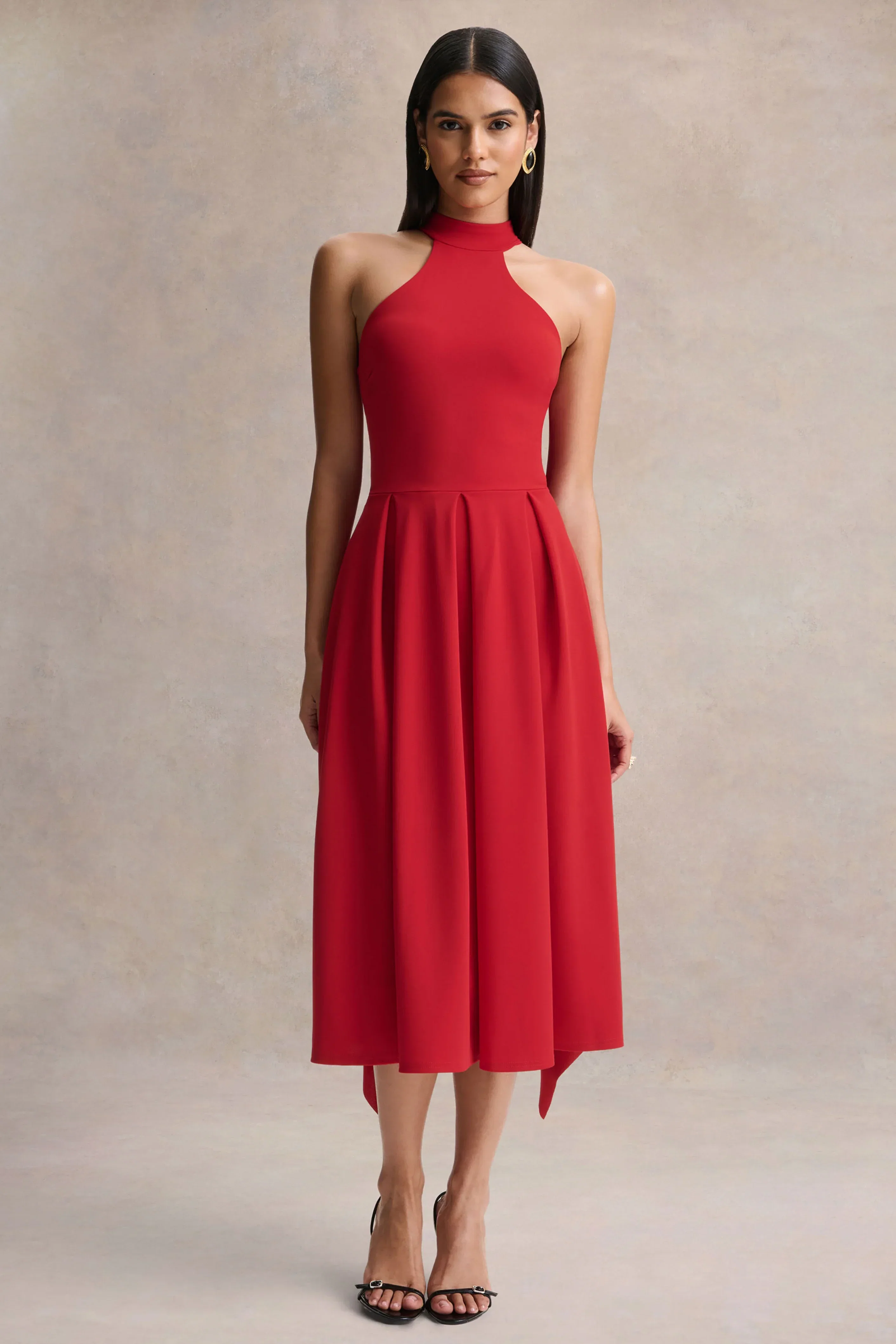 Rhode | Red Halter-Neck Midi Dress
